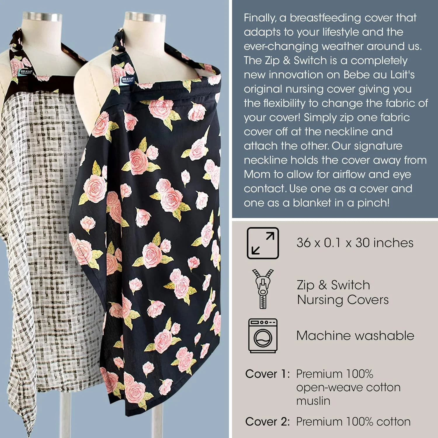 پیش بند شیردهی زیپ دار Bebe au Lait مدل Grey & Stripes (بسته 2 عددی) پیش بند شیردهی زیپ دار Bebe au Lait مدل Grey & Stripes (بسته 2 عددی)