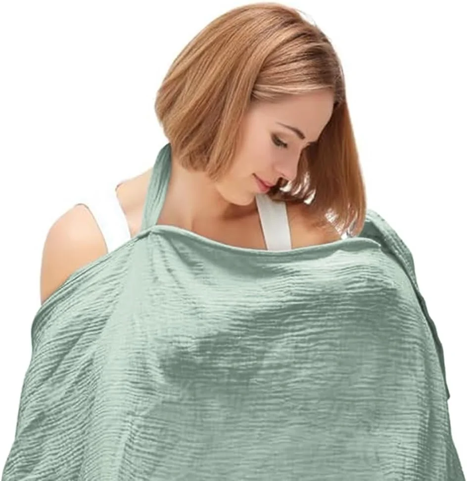 روپوش شیردهی موسلینی تنفسی BabyGliy، پیش بند حریم خصوصی قابل تنظیم با یقه کمانی برای مادران