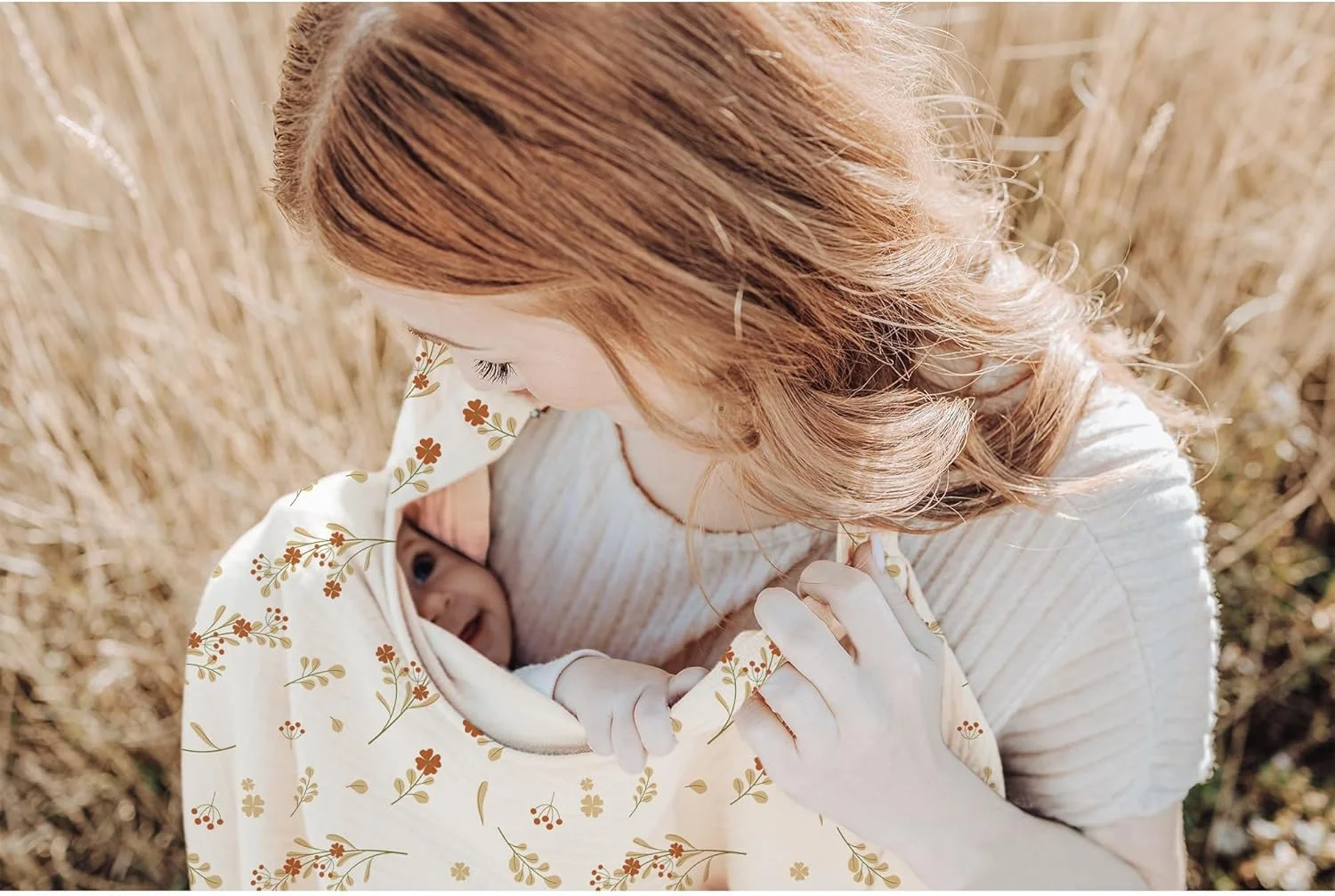 روپوش شیردهی AXIYIBZI برای نوزاد، روپوش شیردهی 100% نخی و تنفسی با حلقه سفت برای پیش بند شیردهی مادر، سایبان صندلی ماشین چند منظوره