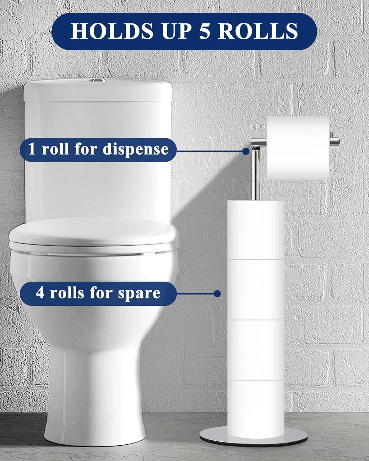 پایه نگهدارنده دستمال توالت Housen Solutions، پایه رول دستمال توالت ایستاده با محفظه ذخیره، پایه دستمال توالت مدرن حمام برای 4 رول، کروم، پایه نگهدارنده دستمال توالت Housen Solutions، پایه رول دستمال توالت ایستاده با محفظه ذخیره، پایه دستمال توالت مدرن حمام برای 4 رول، کروم،