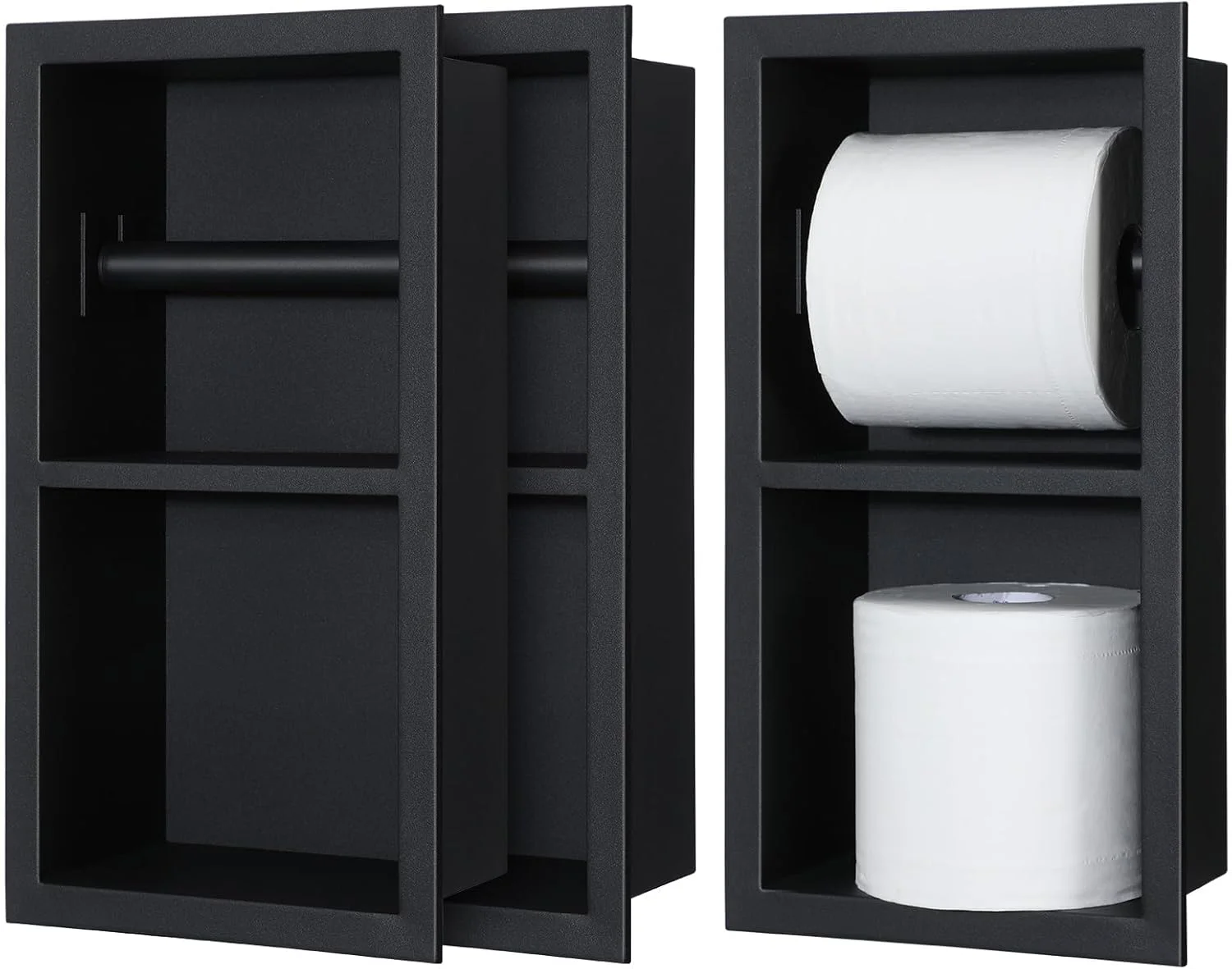 جا دستمال کاغذی توکار Honeydak، استیل ضد زنگ 304، محفظه نگهداری دستمال کاغذی، مناسب برای نصب داخل دیوار، صرفه جویی در فضا، مناسب برای دستمال توالت، نصب آسان - مشکی