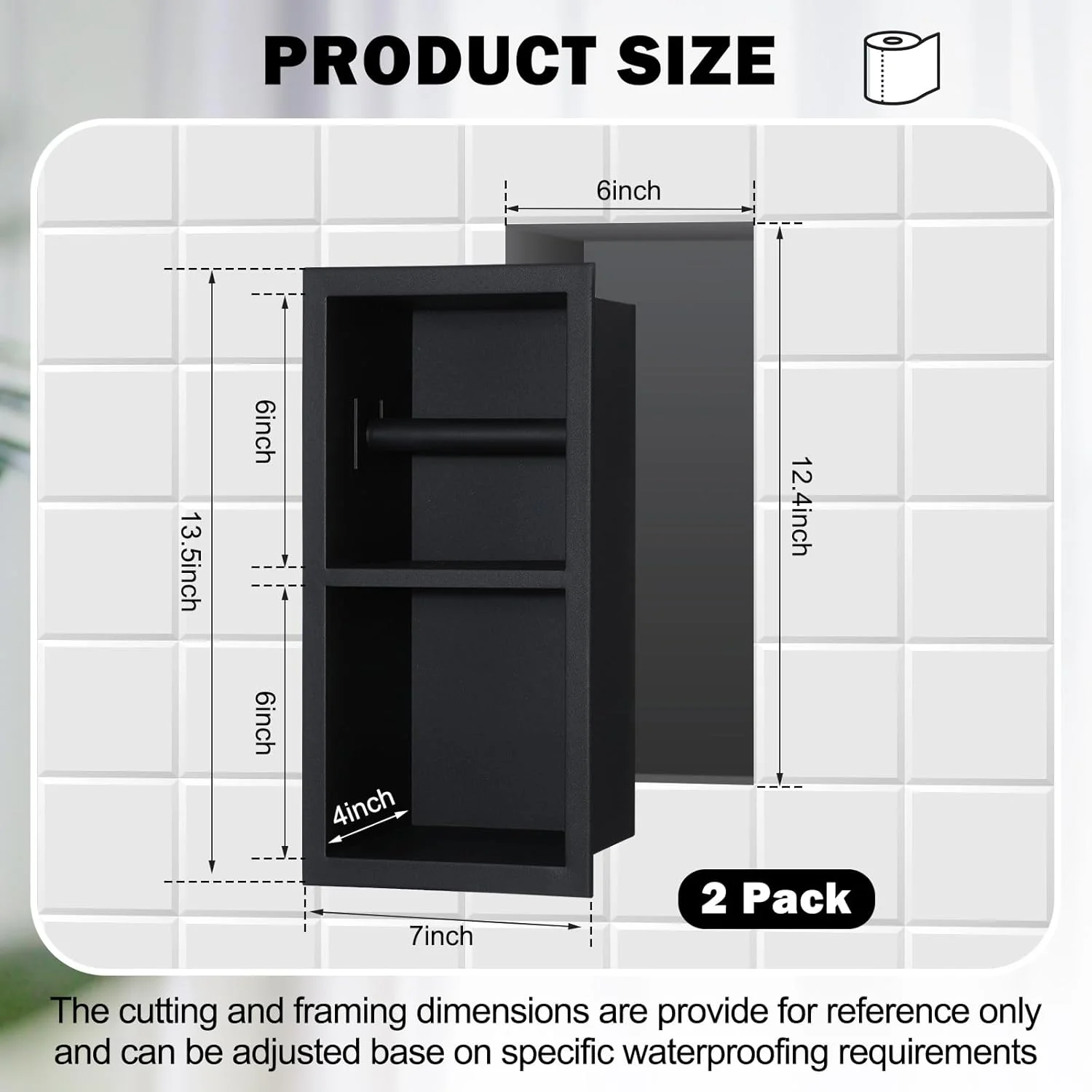 جا دستمال کاغذی توکار Honeydak، استیل ضد زنگ 304، محفظه نگهداری دستمال کاغذی، مناسب برای نصب داخل دیوار، صرفه جویی در فضا، مناسب برای دستمال توالت، نصب آسان - مشکی جا دستمال کاغذی توکار Honeydak، استیل ضد زنگ 304، محفظه نگهداری دستمال کاغذی، مناسب برای نصب داخل دیوار، صرفه جویی در فضا، مناسب برای دستمال توالت، نصب آسان - مشکی