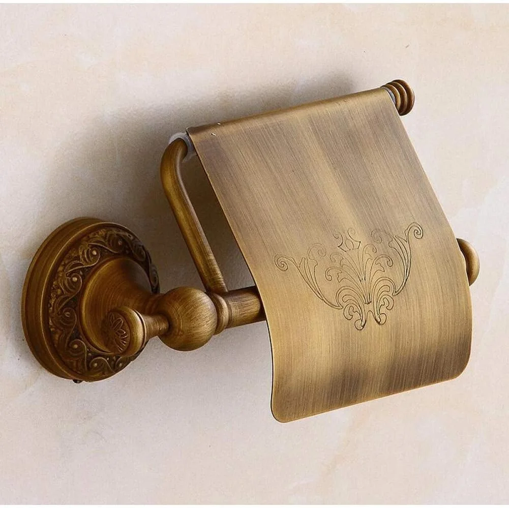 HommomH YHSGY جا دستمال کاغذی توالت تمام مس مشکی عتیقه جعبه دستمال کاغذی رول جا دستمال کاغذی توالت قفسه حوله کاغذی مسی