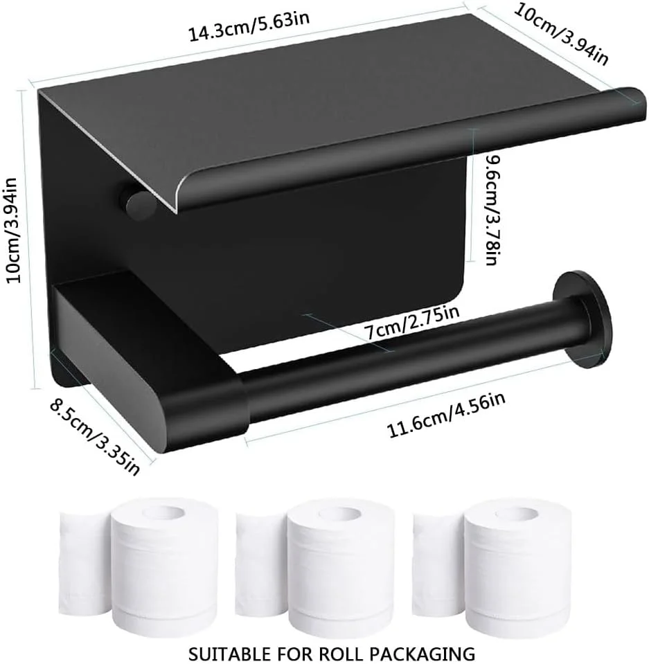 جا دستمال کاغذی توالت هوتو با قفسه تلفن، نصب دیواری چسبی یا پیچی، نگهدارنده رول دستمال کاغذی ضد زنگ استیل ضد زنگ مشکی مات جا دستمال کاغذی توالت هوتو با قفسه تلفن، نصب دیواری چسبی یا پیچی، نگهدارنده رول دستمال کاغذی ضد زنگ استیل ضد زنگ مشکی مات
