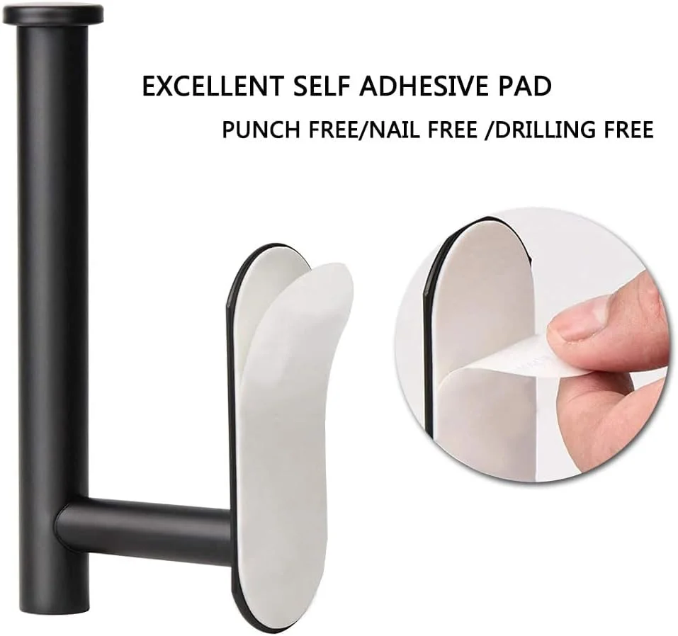 جا دستمال کاغذی توالت خود چسب HOOTO، استیل ضد زنگ SUS304، نصب دیواری بدون نیاز به سوراخ کاری، مناسب برای حمام، آشپزخانه، سرویس بهداشتی، نصب عمودی یا افقی - مشکی (2 عدد) جا دستمال کاغذی توالت خود چسب HOOTO، استیل ضد زنگ SUS304، نصب دیواری بدون نیاز به سوراخ کاری، مناسب برای حمام، آشپزخانه، سرویس بهداشتی، نصب عمودی یا افقی - مشکی (2 عدد)