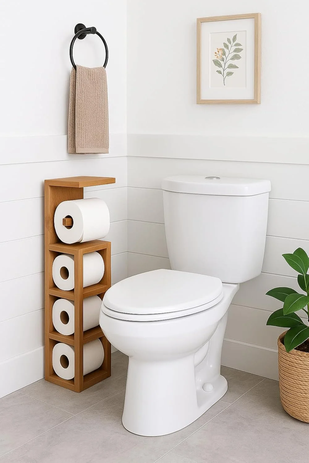 پایه نگهدارنده رول دستمال توالت چوبی Horoof Home® - سازمان دهنده دستمال کاغذی ایستاده، قفسه ذخیره سازی 4 رول، طراحی جمع و جور و صرفه جویی در فضا، ارتفاع 85 سانتی متر، قهوه ای، SM452 پایه نگهدارنده رول دستمال توالت چوبی Horoof Home® - سازمان دهنده دستمال کاغذی ایستاده، قفسه ذخیره سازی 4 رول، طراحی جمع و جور و صرفه جویی در فضا، ارتفاع 85 سانتی متر، قهوه ای، SM452