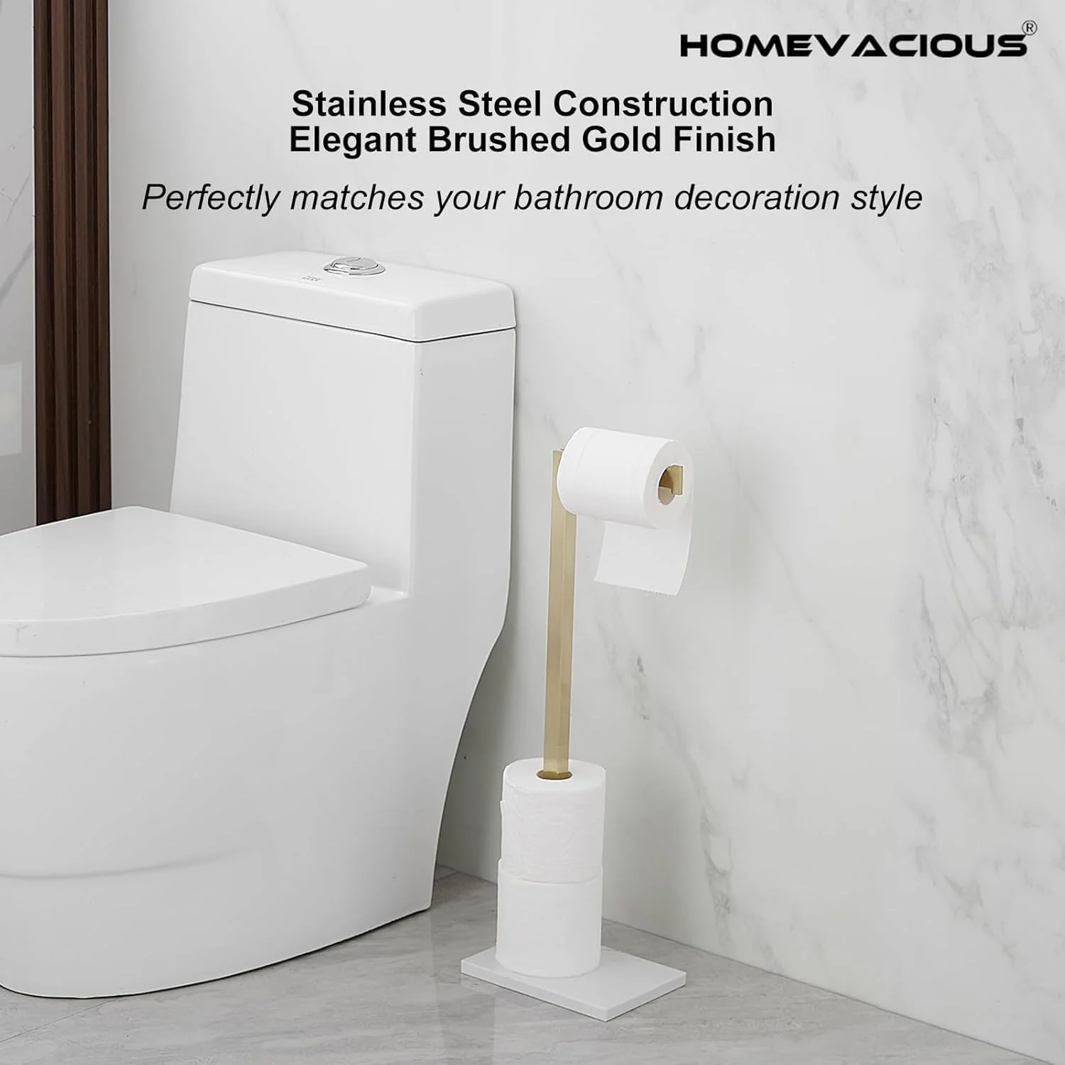 پایه نگهدارنده رول دستمال توالت ایستاده Homevacious، جا دستمال کاغذی حمام با محفظه ذخیره سازی، استیل ضد زنگ SUS 304، ضد زنگ، پایه رول دستمال کاغذی طلایی برس خورده پایه نگهدارنده رول دستمال توالت ایستاده Homevacious، جا دستمال کاغذی حمام با محفظه ذخیره سازی، استیل ضد زنگ SUS 304، ضد زنگ، پایه رول دستمال کاغذی طلایی برس خورده