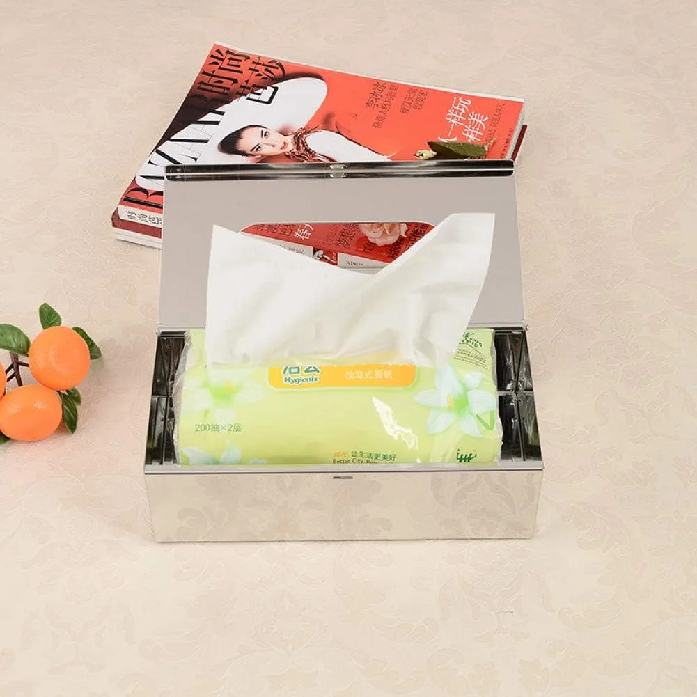 HommomH جای دستمال کاغذی YHSGY، جعبه دستمال کاغذی استیل، مناسب برای دفتر کار، جای دستمال کاغذی دستی قابل جابجایی HommomH جای دستمال کاغذی YHSGY، جعبه دستمال کاغذی استیل، مناسب برای دفتر کار، جای دستمال کاغذی دستی قابل جابجایی