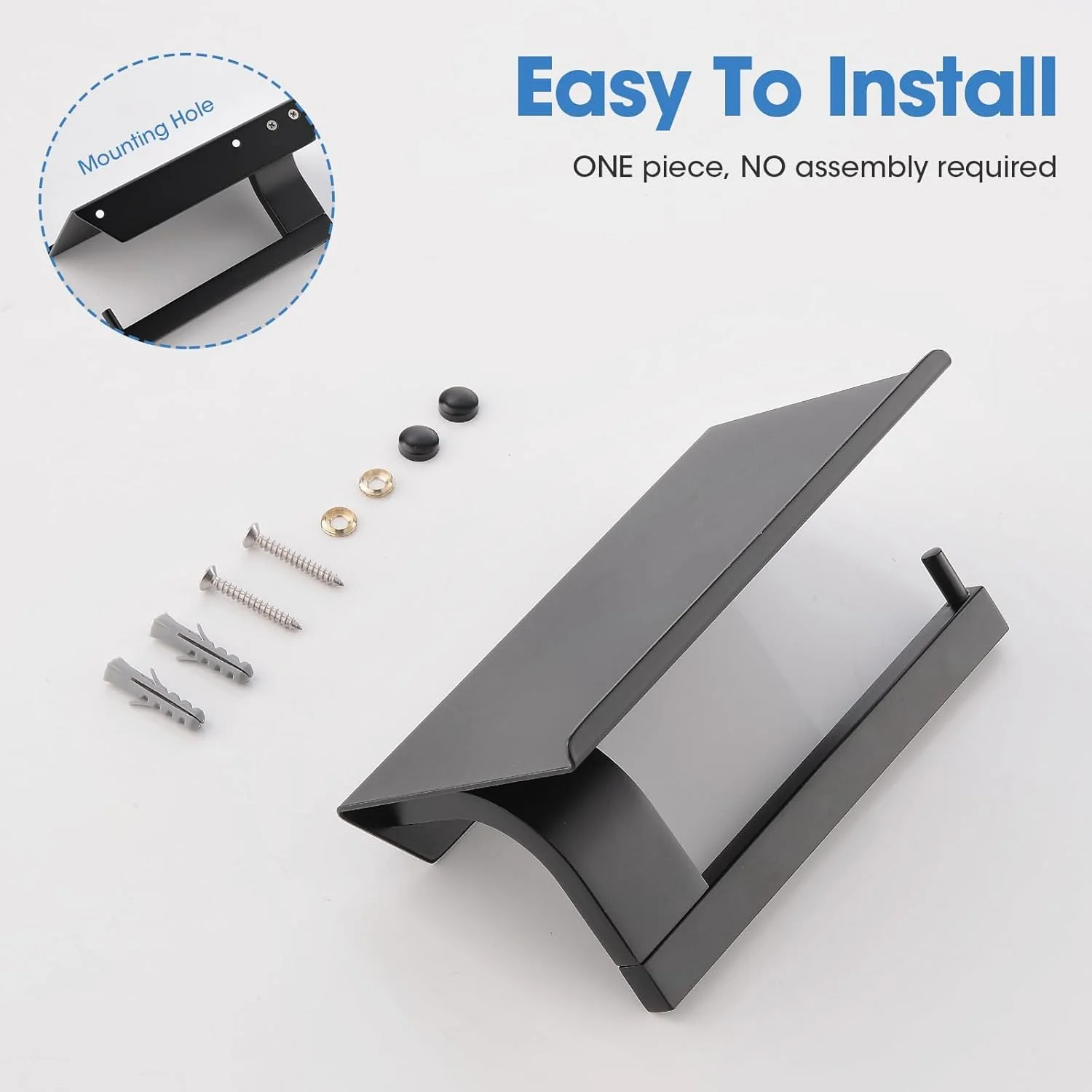 جا دستمال توالت مشکی با محفظه نگهداری موبایل، استیل ضد زنگ SUS304، نصب دیواری، مشکی مات جا دستمال توالت مشکی با محفظه نگهداری موبایل، استیل ضد زنگ SUS304، نصب دیواری، مشکی مات