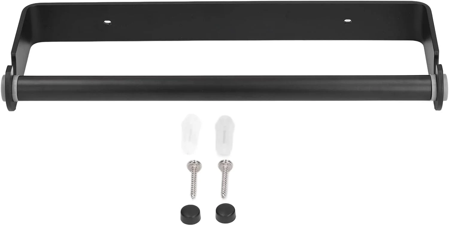 نگهدارنده رول دستمال کاغذی - نگهدارنده رول دستمال توالت 32 سانتی متری، نصب شده روی دیوار، مناسب برای حمام و آشپزخانه، مشکی مات نگهدارنده رول دستمال کاغذی - نگهدارنده رول دستمال توالت 32 سانتی متری، نصب شده روی دیوار، مناسب برای حمام و آشپزخانه، مشکی مات