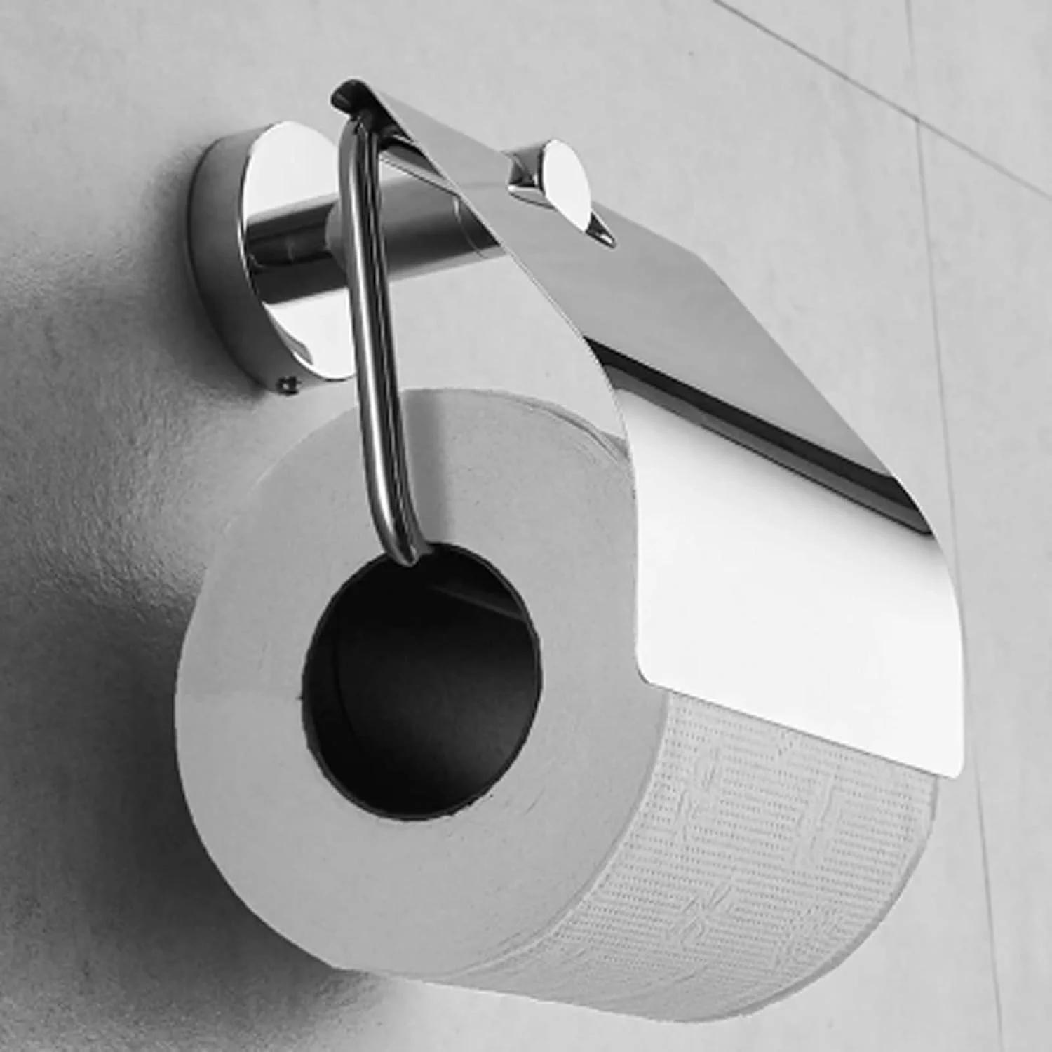 نگهدارنده دستمال کاغذی دیواری HNGFBFF، مقاوم در برابر رطوبت، مناسب برای دستمال توالت با قفسه برای حمام و سرویس بهداشتی (نقره ای)