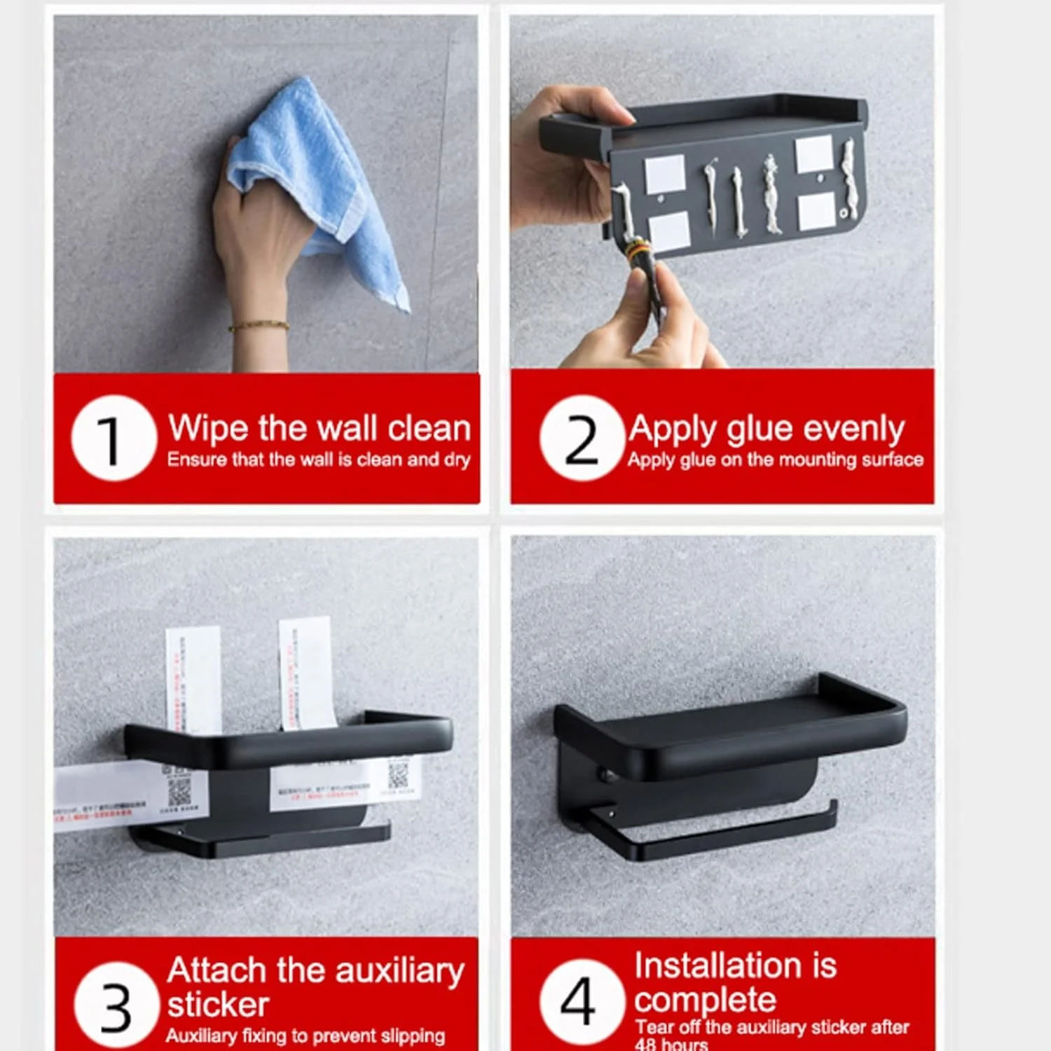 نگهدارنده تلفن همراه HNGFBFF، قفسه ذخیره سازی دیواری چند منظوره، نگهدارنده دستمال توالت، بطری چاشنی، مقاوم، مناسب حمام، دارای قفسه، مناسب آشپزخانه (سفید)