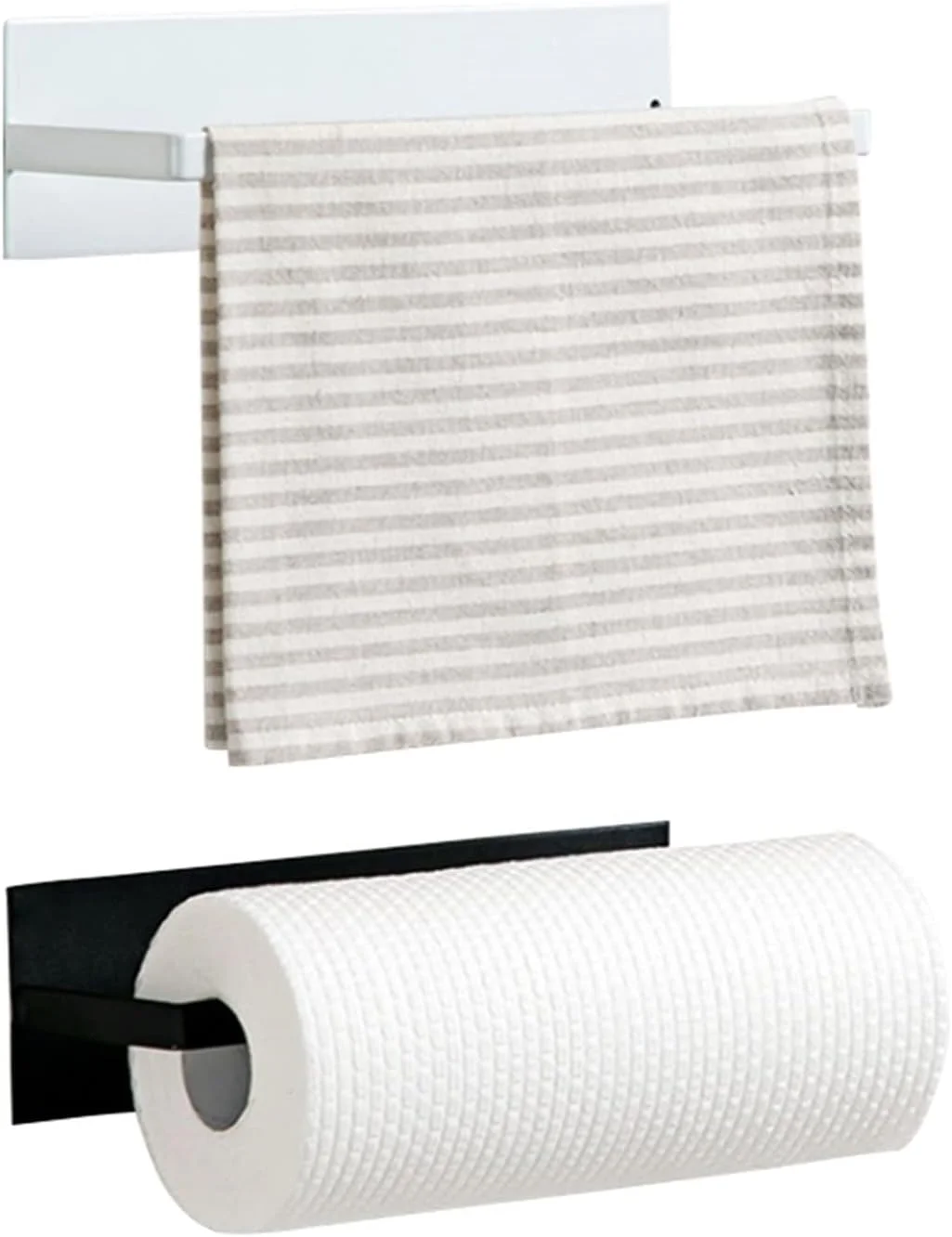 نگهدارنده دستمال توالت HNGFBFF، نگهدارنده حوله کاغذی، نگهدارنده حوله آشپزخانه، نگهدارنده رول حوله دیواری، بدون نیاز به سوراخکاری، پخش کننده کاغذ حمام (سفید)