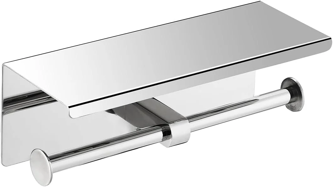 جا دستمال کاغذی رولی GULICA، جا دستمال کاغذی دوتایی با قفسه تلفن، استیل ضد زنگ SUS304 براق آینه ای 8K، قفسه نگهدارنده دستمال کاغذی دیواری دوتایی جا دستمال کاغذی رولی GULICA، جا دستمال کاغذی دوتایی با قفسه تلفن، استیل ضد زنگ SUS304 براق آینه ای 8K، قفسه نگهدارنده دستمال کاغذی دیواری دوتایی