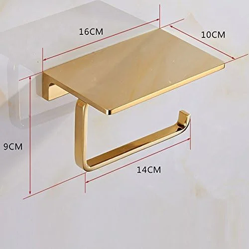 نگهدارنده دستمال توالت Guojunyan برنجی دیواری، قفسه حوله آشپزخانه حمام هتل با قفسه ذخیره سازی، پرداخت آینه ای سرویس بهداشتی، طلایی (رنگ: 2 رول)، رنگ: 2 رول (رنگ: 1 رول)