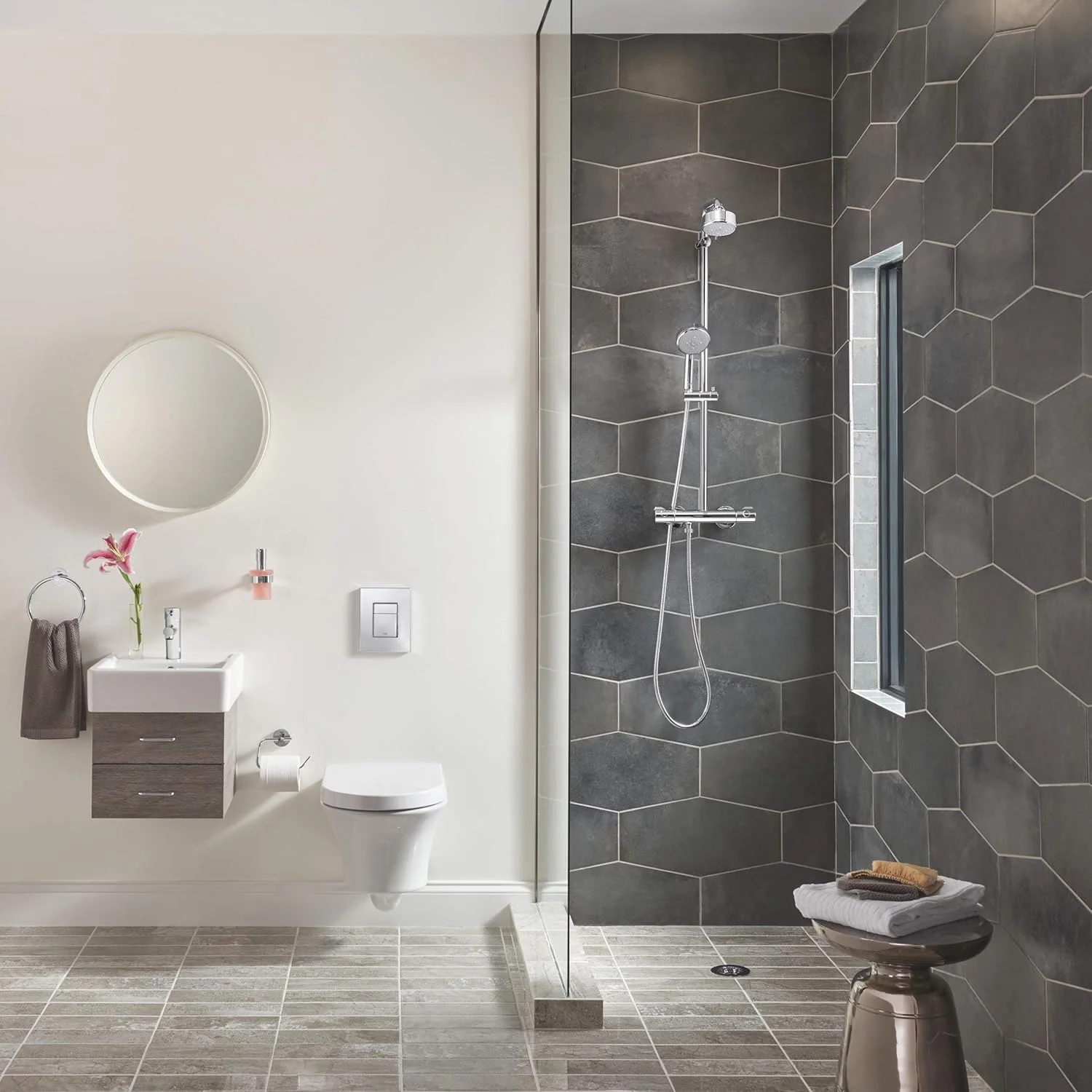 جا دستمال کاغذی توالت GROHE Essentials | فلزی | با پوشش | نصب پنهان | حمام | لوازم جانبی | کروم | 40367001