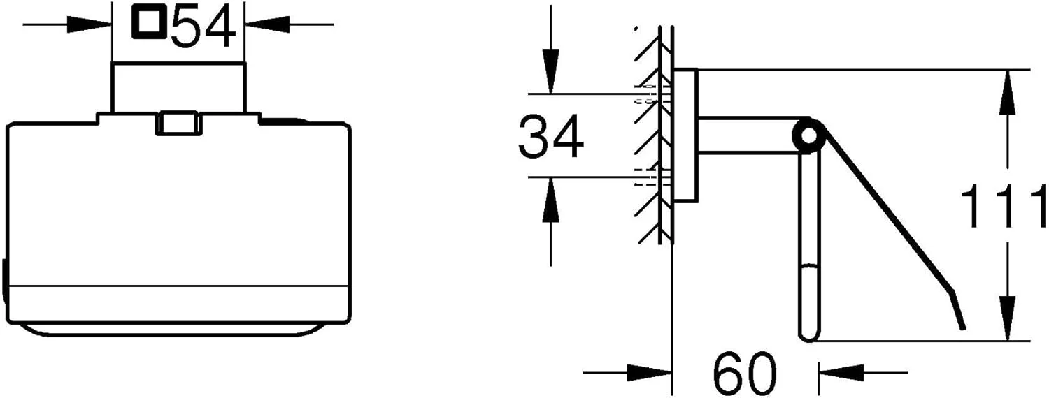 GROHE Start Cube 411022430 Toilet Paper Holder No Drilling Required (Toilet Paper Holder, for Gluing and Drilling, with Screws and Dowels, Buy Glue Separately, Concealed Fixing), Square, Black,