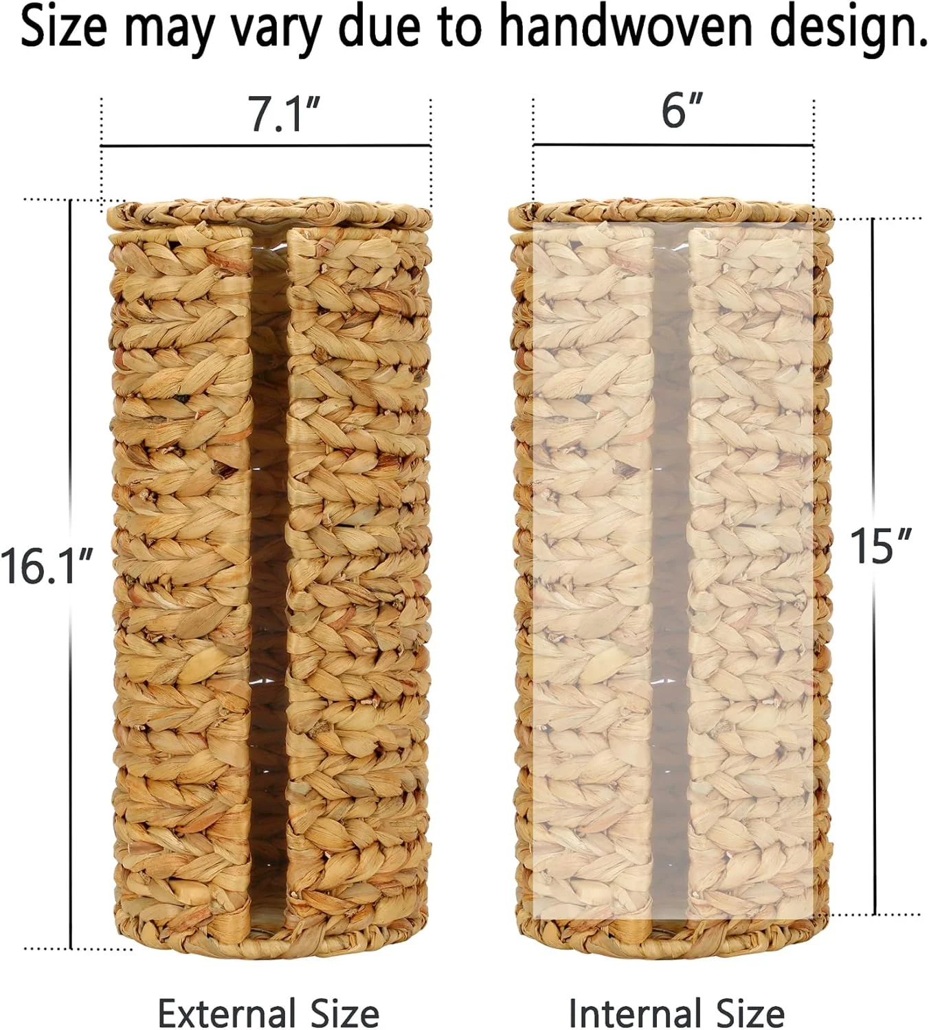 جا دستمال کاغذی ایستاده Graciadeco با درب، جای اضافی برای 3 رول دستمال توالت، سبد حصیری ارگانایزر دستمال توالت حصیری سنبل آبی برای حمام