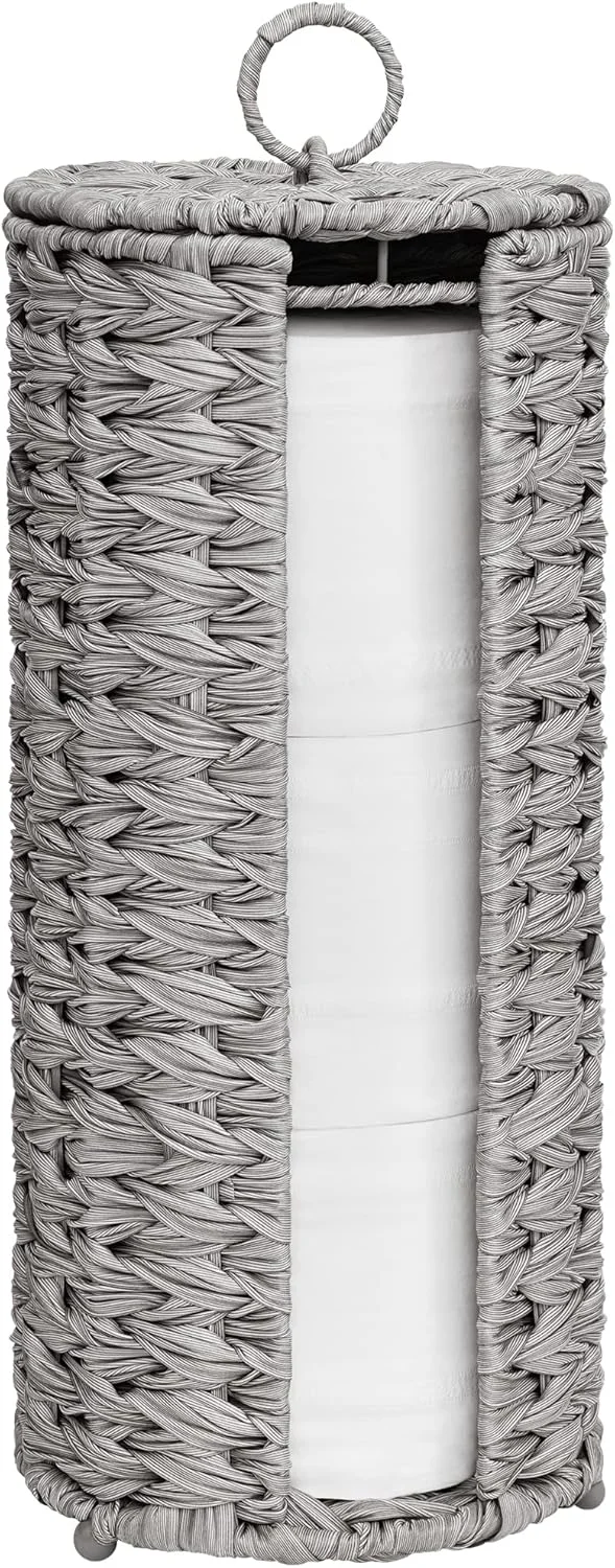 GRANNY SAYS جا دستمال کاغذی بافت دار برای نگهداری 3 رول، جا دستمال کاغذی خاکستری، جایگزین نگهدارنده رول دستمال کاغذی برای حمام