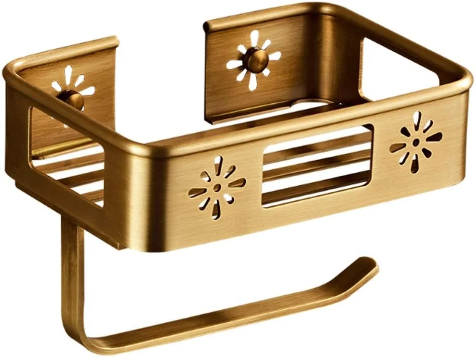 جا دستمال کاغذی توالت طلایی رترو، جا رولی دستمال توالت با طرح توخالی، جا حوله ای، سبد دستمال کاغذی مسی