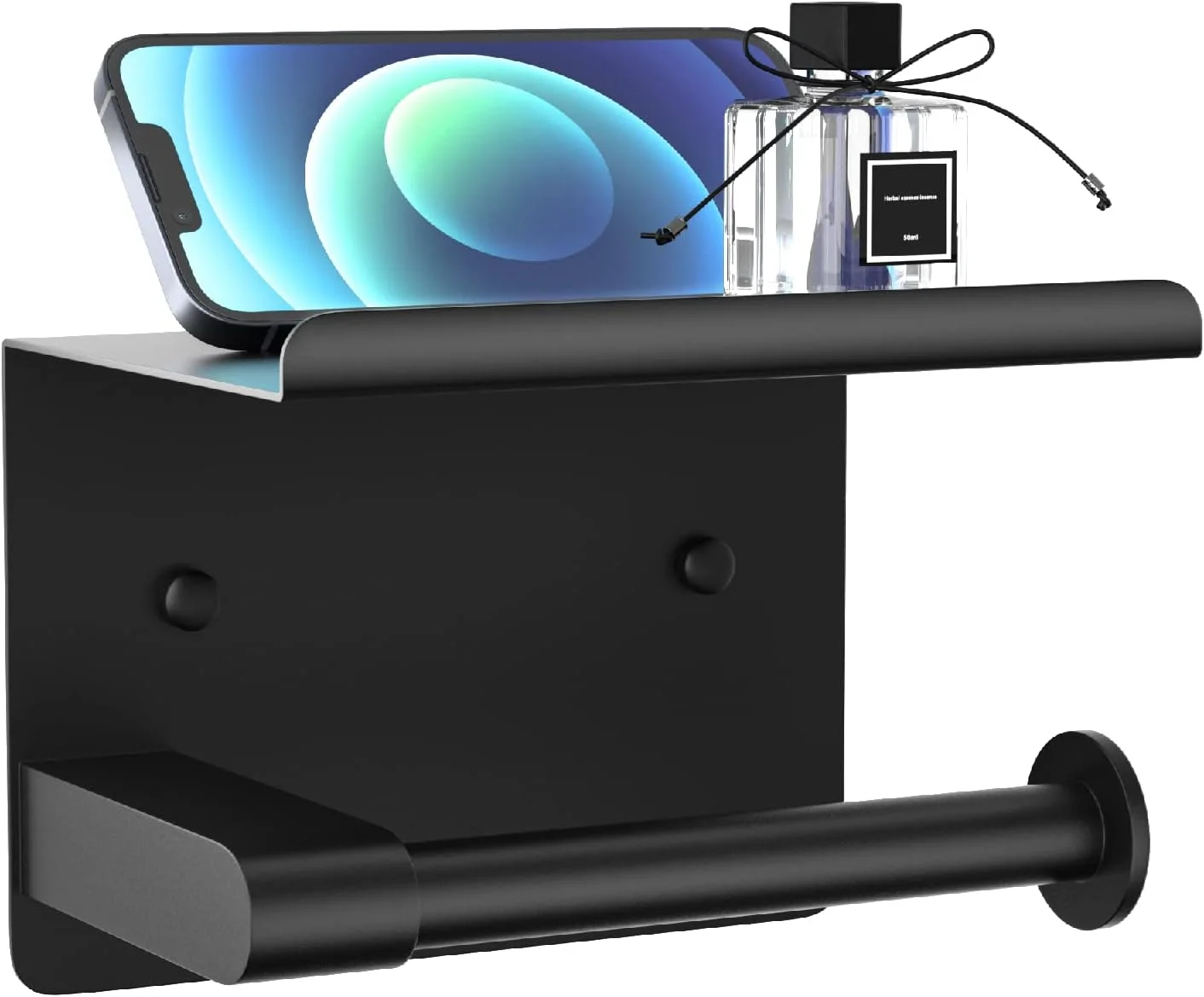 نگهدارنده دستمال توالت GLNLQ، نصب دیواری، مناسب برای رول های بزرگ، مشکی مات، استیل ضد زنگ، نگهدارنده دستمال توالت مشکی مناسب حمام