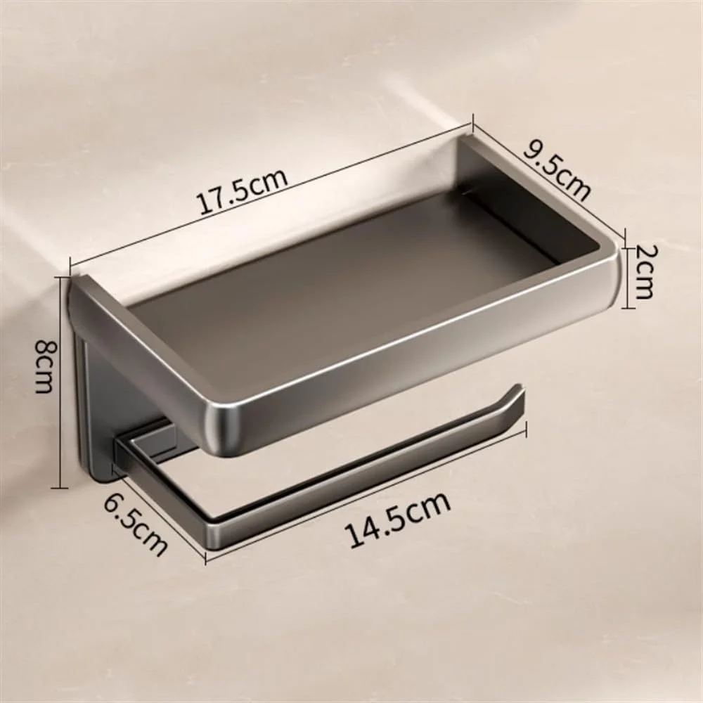 نگهدارنده دستمال توالت GLigeT، نگهدارنده رول دستمال کاغذی دیواری با قفسه، نگهدارنده رول دستمال کاغذی آلومینیومی مدرن چسبی برای حمام قفسه های حمام