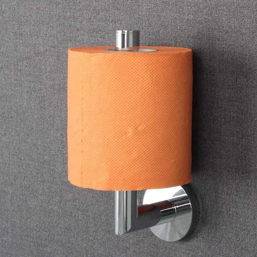 نگهدارنده رول دیواری GHQERTY، لوازم جانبی حمام به سبک اروپایی، نگهدارنده رول دستمال توالت کروم برنجی جامد بدون پوشش