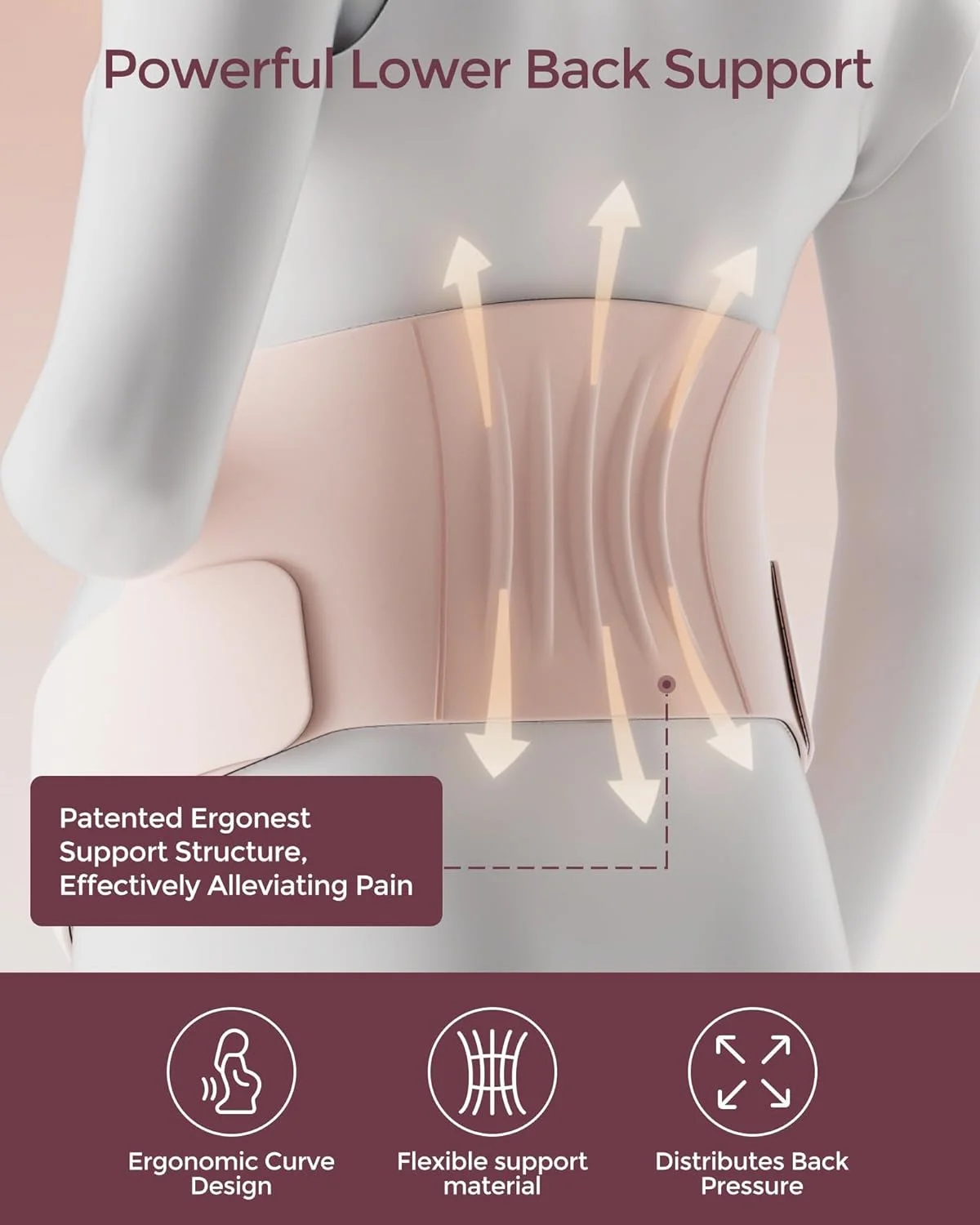 باند شکم بارداری CozySupport Ergonest، کمربند بارداری نامرئی برای کمر، شکم و پهلو (L)