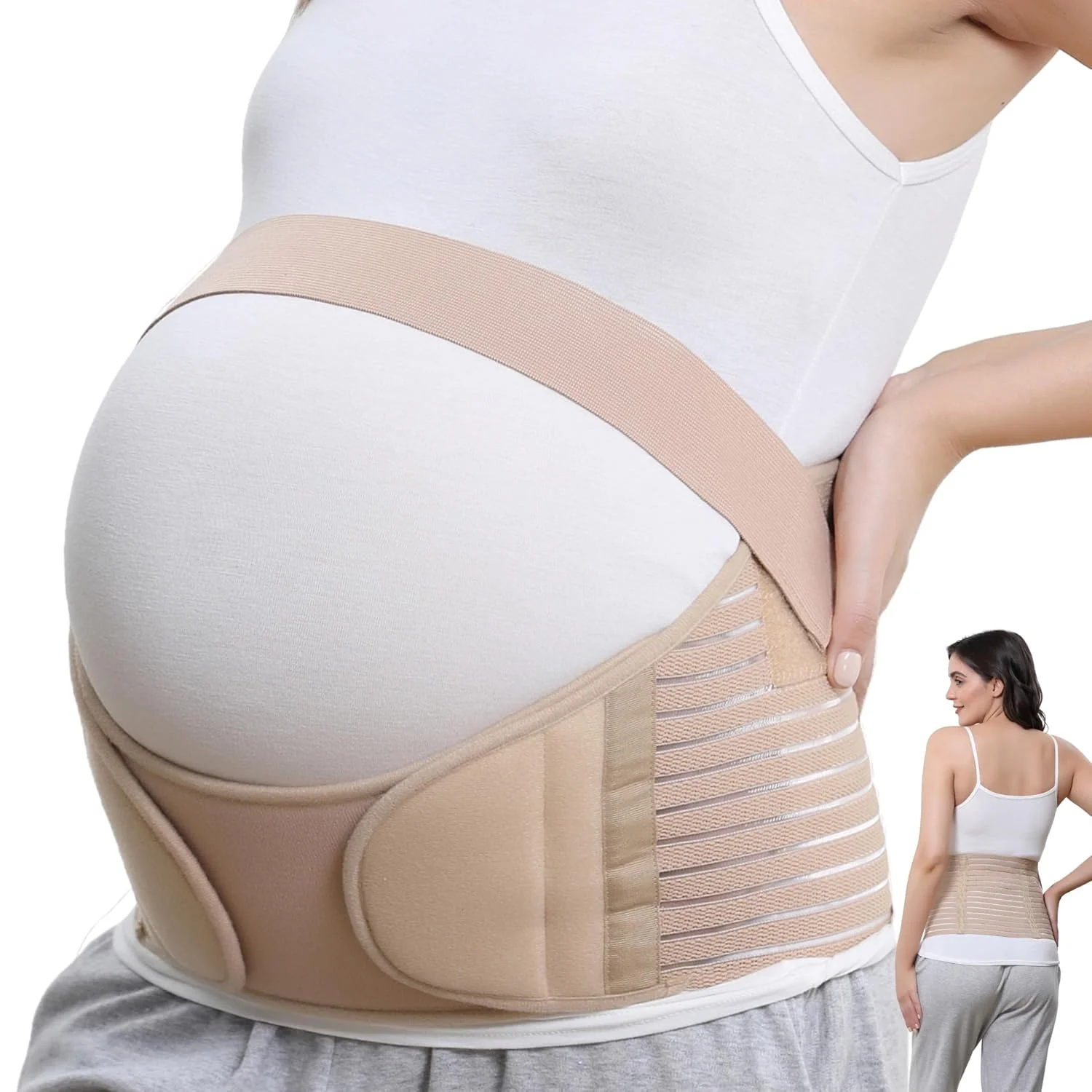 کمربند بارداری نئوتک کر، کمربند حمایت از شکم/کمر/پهلو، بژ، سایز M