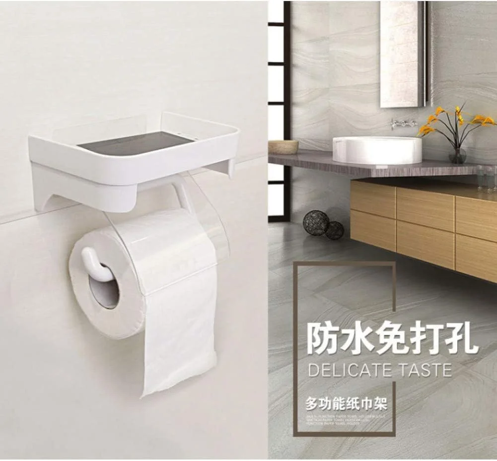GHQERTY جا دستمال کاغذی لوازم جانبی حمام مدل A1 پانچ ضد آب، جا دستمال کاغذی، جا موبایلی، جا حوله ای پلاستیکی حمام
