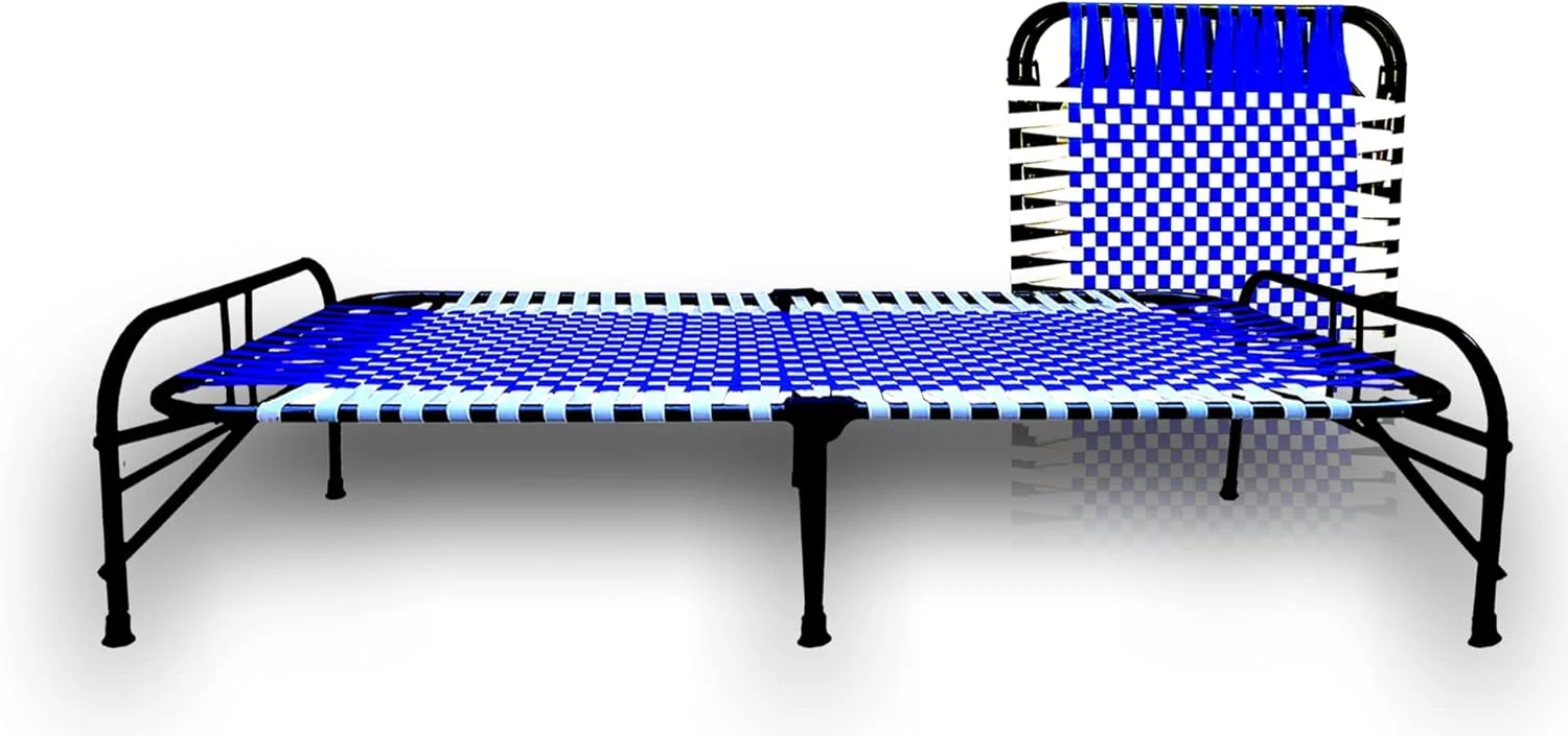 تخت خواب تاشو یک نفره جادویی رنگ شده - تخت فلزی سنگین/تخت خواب برای خوابیدن - نیوار مصنوعی (90x180 سانتی متر، آبی و سفید) تخت خواب تاشو یک نفره جادویی رنگ شده - تخت فلزی سنگین/تخت خواب برای خوابیدن - نیوار مصنوعی (90x180 سانتی متر، آبی و سفید)