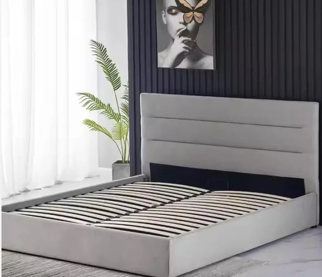 تخت خواب مخملی روکش دار با تاج بلند و فضای ذخیره سازی بالابر (تخت یک نفره 120X2 با تشک طبی) تخت خواب مخملی روکش دار با تاج بلند و فضای ذخیره سازی بالابر (تخت یک نفره 120X2 با تشک طبی)