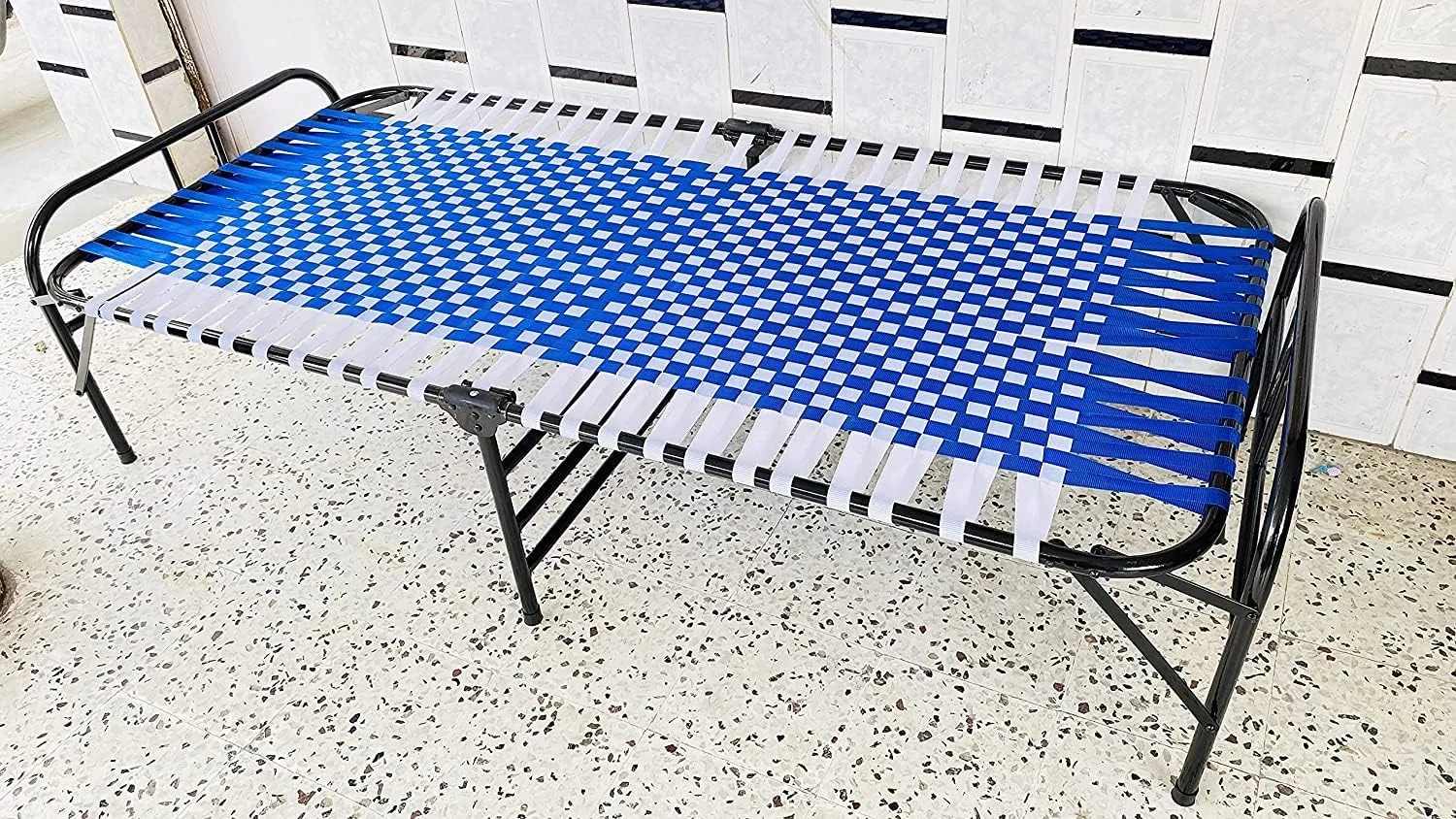 تخت خواب تاشو یک نفره جادویی رنگ شده - تخت فلزی سنگین/تخت خواب برای خوابیدن - نیوار مصنوعی (90x180 سانتی متر، آبی و سفید) تخت خواب تاشو یک نفره جادویی رنگ شده - تخت فلزی سنگین/تخت خواب برای خوابیدن - نیوار مصنوعی (90x180 سانتی متر، آبی و سفید)