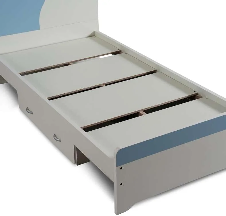 تخت یک نفره کودک مدل بلا از پن هوم با ۴ کشو برای نگهداری، ابعاد ۹۰ در ۱۹۰ سانتی متر، آبی تخت یک نفره کودک مدل بلا از پن هوم با ۴ کشو برای نگهداری، ابعاد ۹۰ در ۱۹۰ سانتی متر، آبی