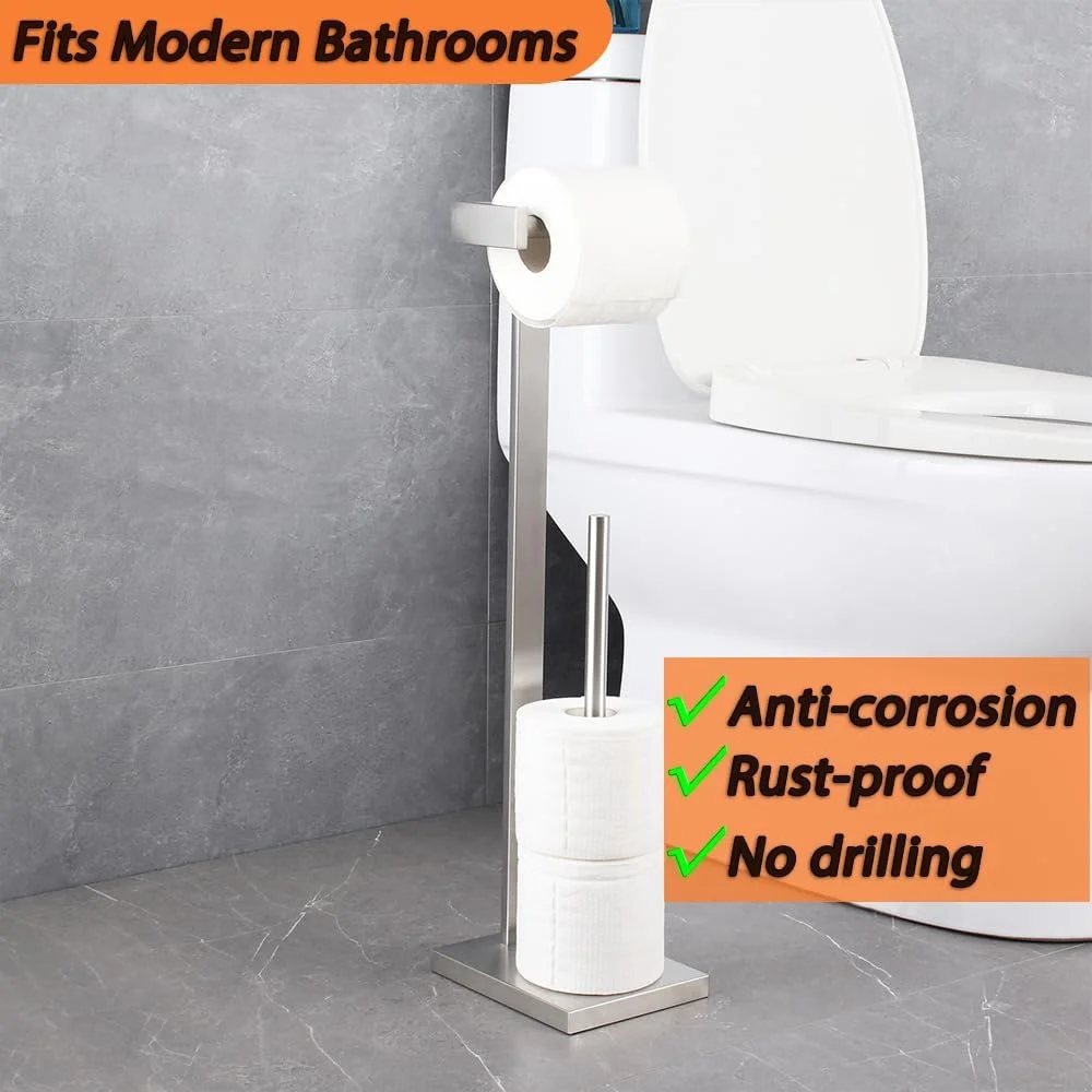 جا دستمال کاغذی ایستاده GERZWY برای حمام، جا رولی دستمال توالت، استیل ضد زنگ SUS 304، پرداخت برس خورده جا دستمال کاغذی ایستاده GERZWY برای حمام، جا رولی دستمال توالت، استیل ضد زنگ SUS 304، پرداخت برس خورده