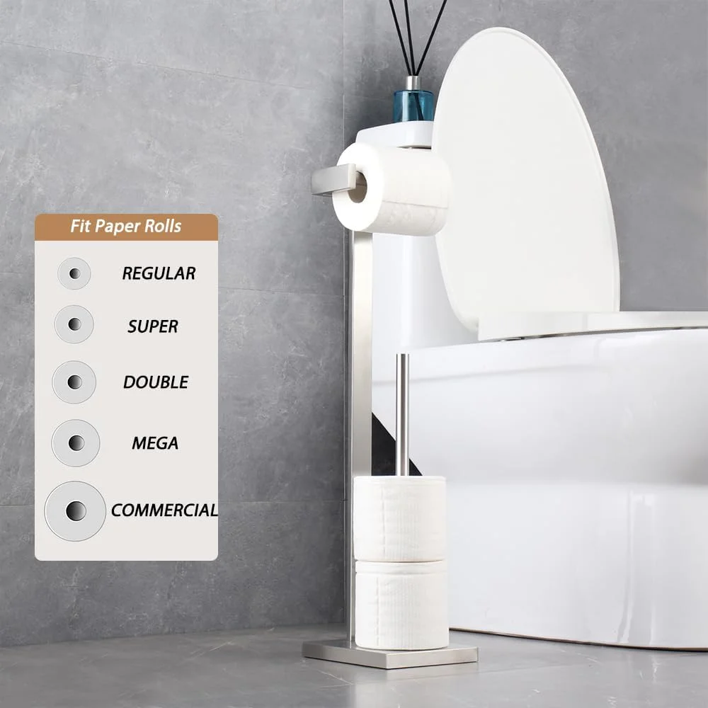 جا دستمال کاغذی ایستاده GERZWY برای حمام، جا رولی دستمال توالت، استیل ضد زنگ SUS 304، پرداخت برس خورده جا دستمال کاغذی ایستاده GERZWY برای حمام، جا رولی دستمال توالت، استیل ضد زنگ SUS 304، پرداخت برس خورده