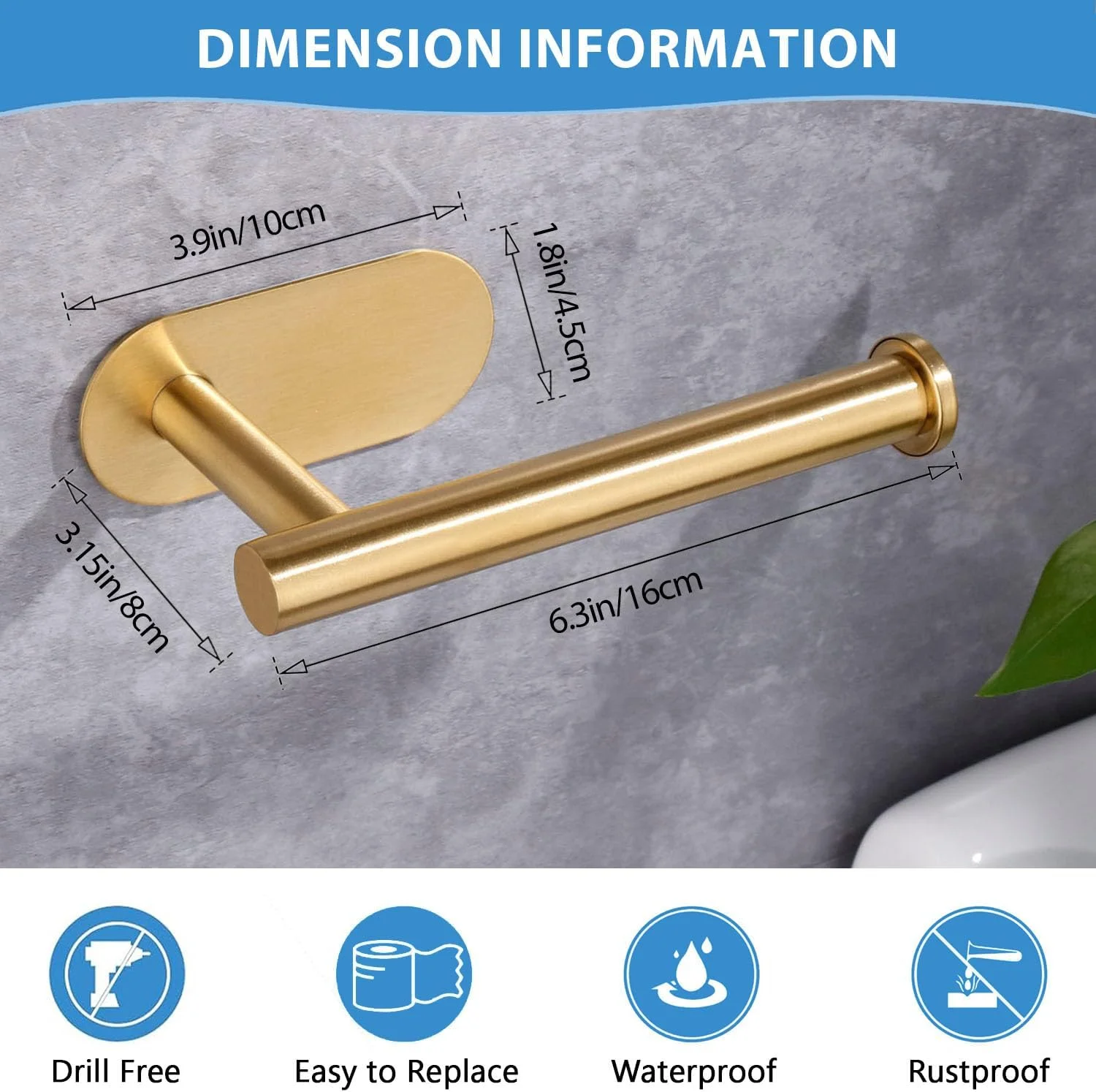 نگهدارنده دستمال توالت طلایی Gewtur، نگهدارنده رول دستمال توالت خود چسب بدون نیاز به سوراخکاری، نصب دیواری برای آشپزخانه، حمام، توالت، استیل ضد زنگ (2 عدد) نگهدارنده دستمال توالت طلایی Gewtur، نگهدارنده رول دستمال توالت خود چسب بدون نیاز به سوراخکاری، نصب دیواری برای آشپزخانه، حمام، توالت، استیل ضد زنگ (2 عدد)