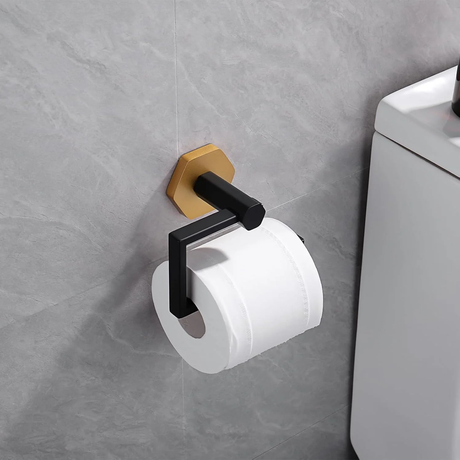 GERZWY Bathroom Toilet Paper Holder SUS 304 Stainless Steel Tissue Paper Roll Holder Wall Mount (Black & Gold) GERZWY Bathroom Toilet Paper Holder SUS 304 Stainless Steel Tissue Paper Roll Holder Wall Mount (Black & Gold)