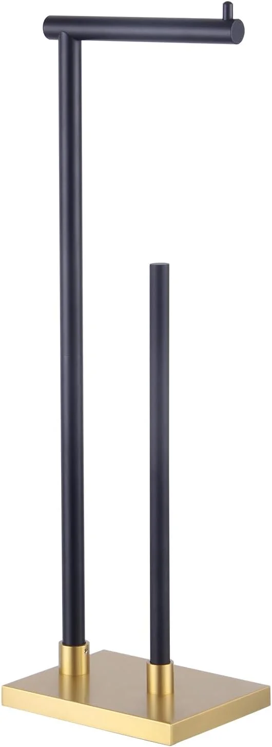 جا دستمال کاغذی ایستاده GERZWY مناسب سرویس بهداشتی، استیل ضد زنگ 304، طراحی مدرن (مشکی و طلایی)