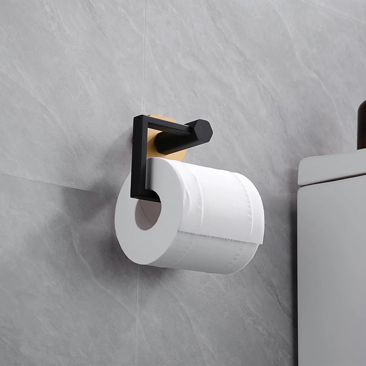 GERZWY Bathroom Toilet Paper Holder SUS 304 Stainless Steel Tissue Paper Roll Holder Wall Mount (Black & Gold) GERZWY Bathroom Toilet Paper Holder SUS 304 Stainless Steel Tissue Paper Roll Holder Wall Mount (Black & Gold)