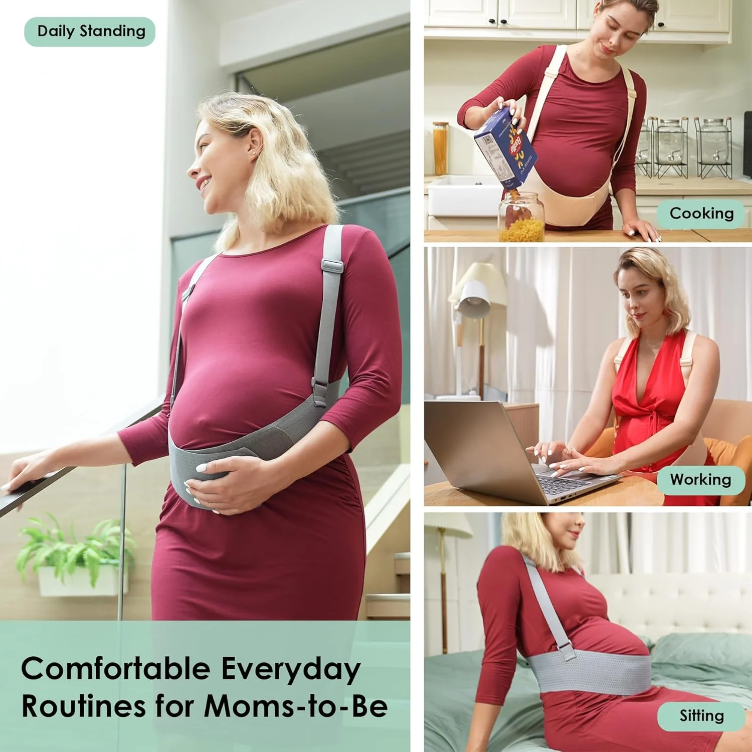 کمربند بارداری نالاکال، شکم بند بارداری برای زنان باردار، کمربند حمایت از شکم بارداری تنفسی با بندهای قابل تنظیم، پشتیبانی از کمر، کمربند حمایت از لگن برای بارداری، حمایت از شکم بارداری (بزرگ)