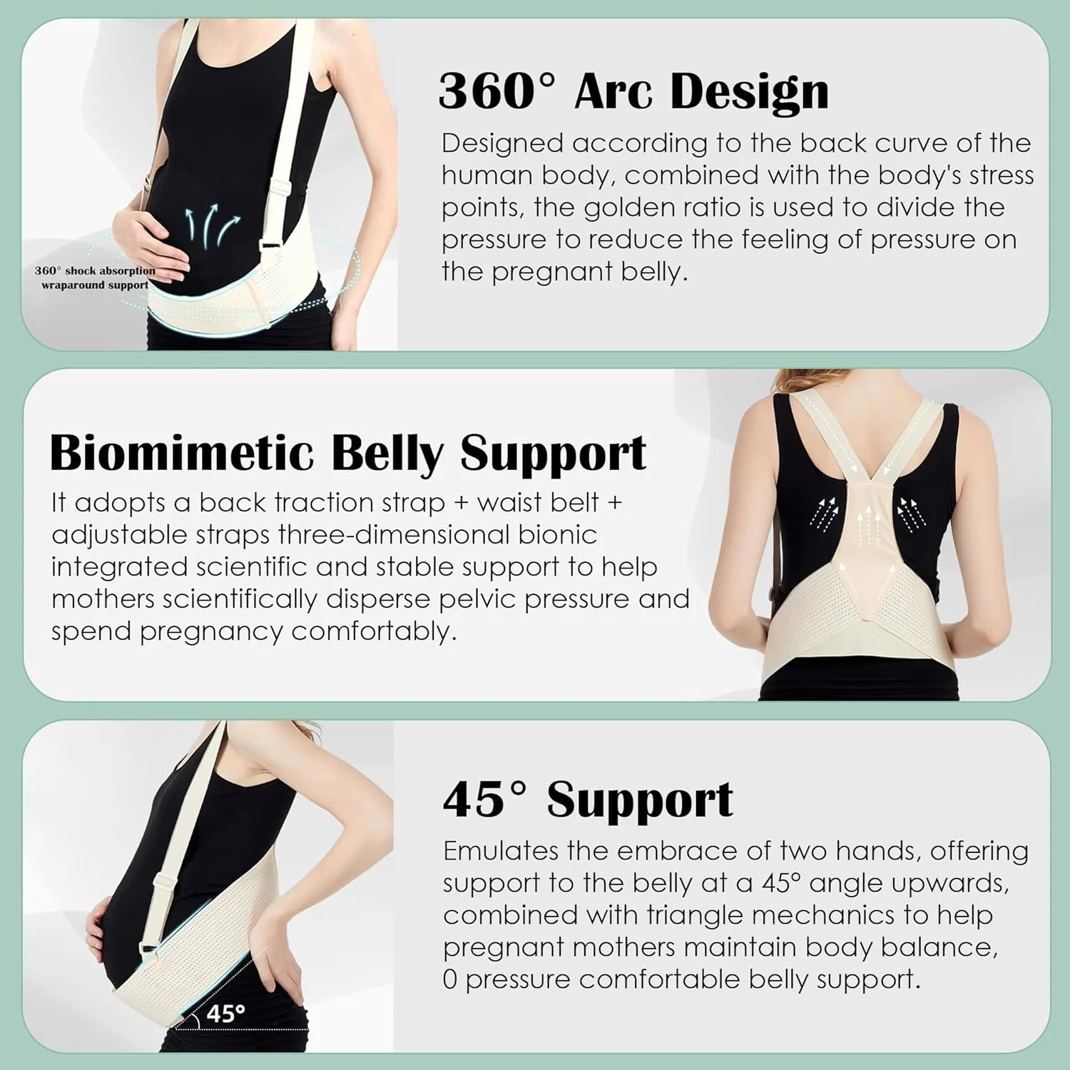 کمربند بارداری نالاکال، شکم بند بارداری برای زنان باردار، کمربند حمایت از شکم بارداری تنفسی با بندهای قابل تنظیم، پشتیبانی از کمر، کمربند حمایت از لگن برای بارداری، حمایت از شکم بارداری (بزرگ)