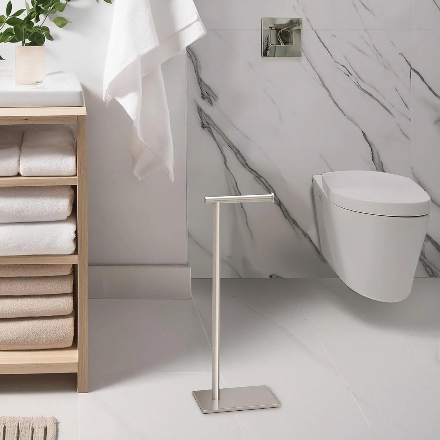 جا دستمال کاغذی ایستاده گتکو مدل Latitude II 1431SN با پایه مربعی مدرن، 56.5 سانتی متر، رنگ نیکل ساتن جا دستمال کاغذی ایستاده گتکو مدل Latitude II 1431SN با پایه مربعی مدرن، 56.5 سانتی متر، رنگ نیکل ساتن