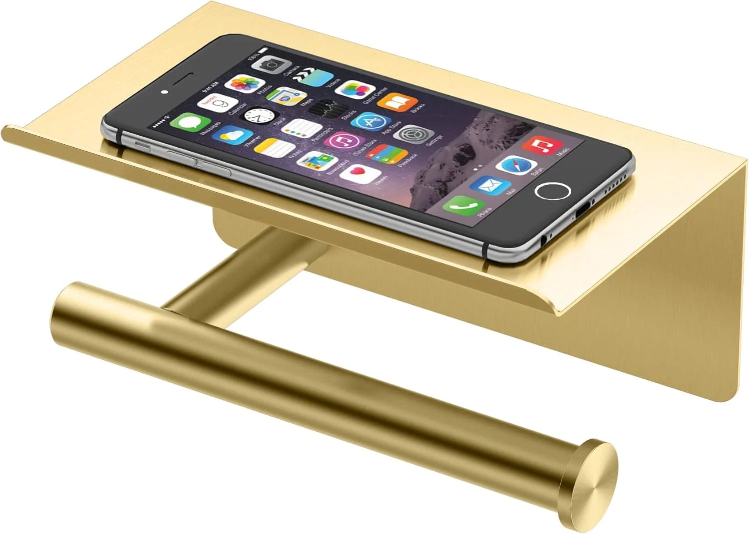 جا دستمال توالت گاتکو مدل Latitude II 1420B به همراه قفسه موبایل، برنجی برس خورده جا دستمال توالت گاتکو مدل Latitude II 1420B به همراه قفسه موبایل، برنجی برس خورده