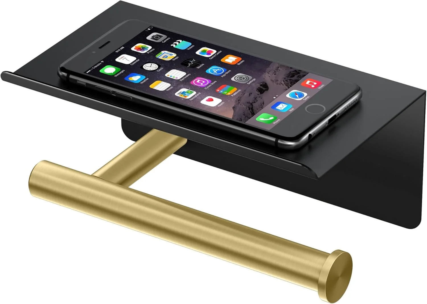 جا دستمال کاغذی گتکو مدل 1420MXB Latitude II با قفسه موبایل، مشکی مات طلایی برس خورده جا دستمال کاغذی گتکو مدل 1420MXB Latitude II با قفسه موبایل، مشکی مات طلایی برس خورده