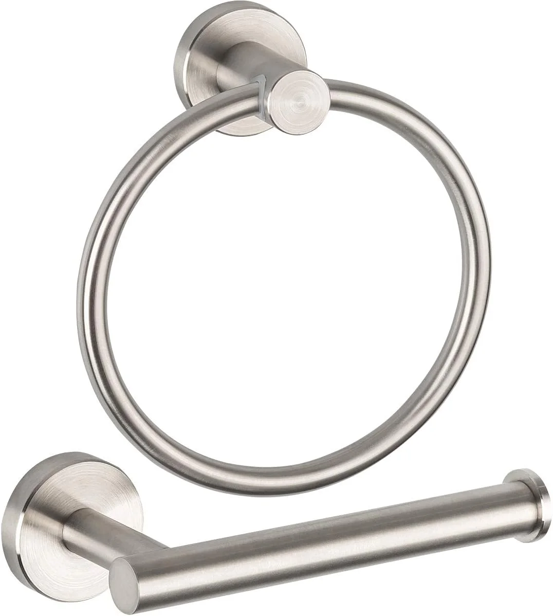 GAPPO Bathroom Hardware Accessories Set Brushed Nickel 2 Piece SUS 304 Stainless Steel Wall Mounted Hand Towel Ring Toilet Paper Holder