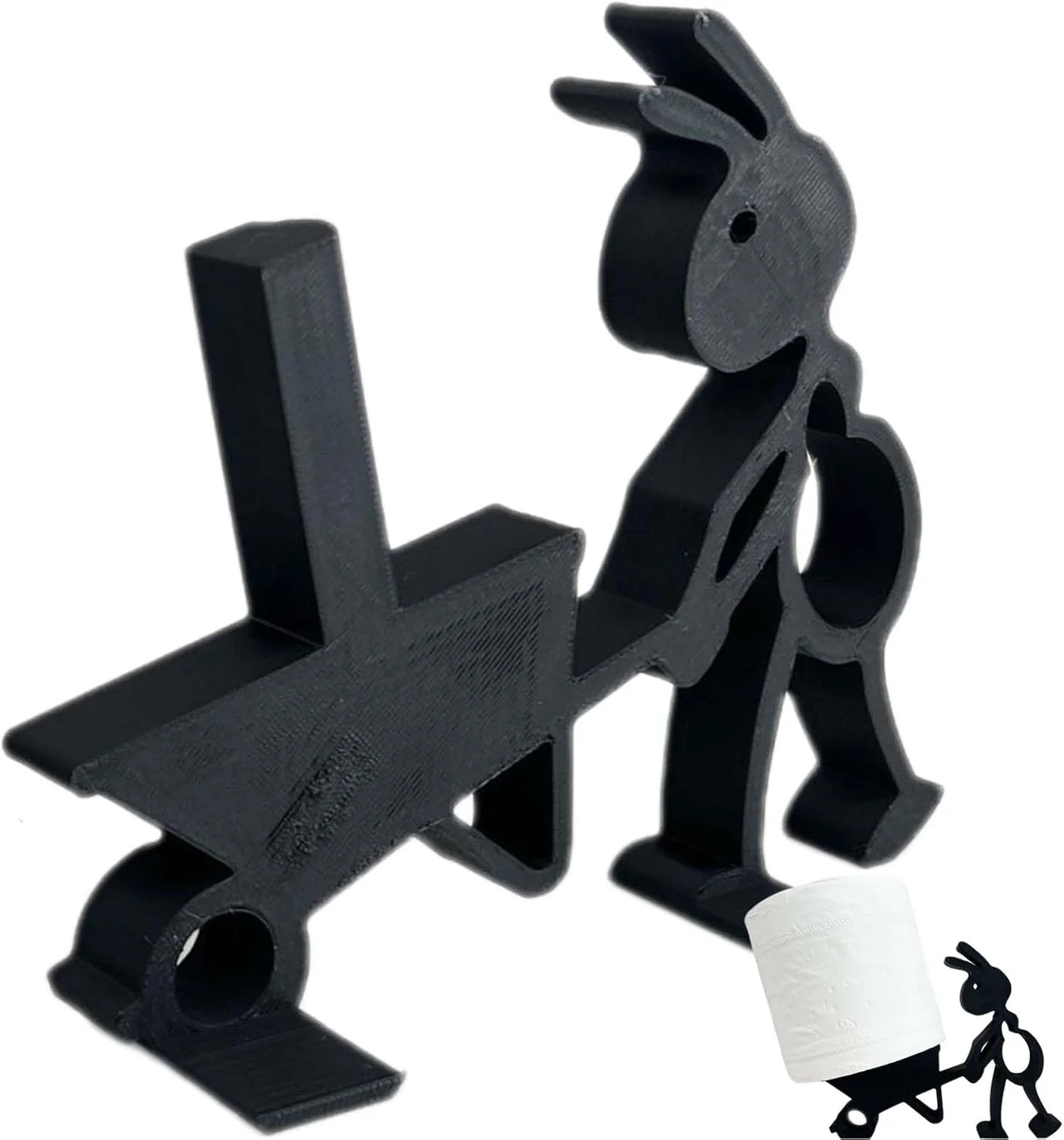 جا دستمال کاغذی طرح حیوانات بامزه - پخش کننده دستمال کاغذی تزئینی برای حمام، آشپزخانه، اتاق خواب و اتاق نشیمن - پایه مشکی برای نگهداری روی میز (چرخ دستی مشکی)