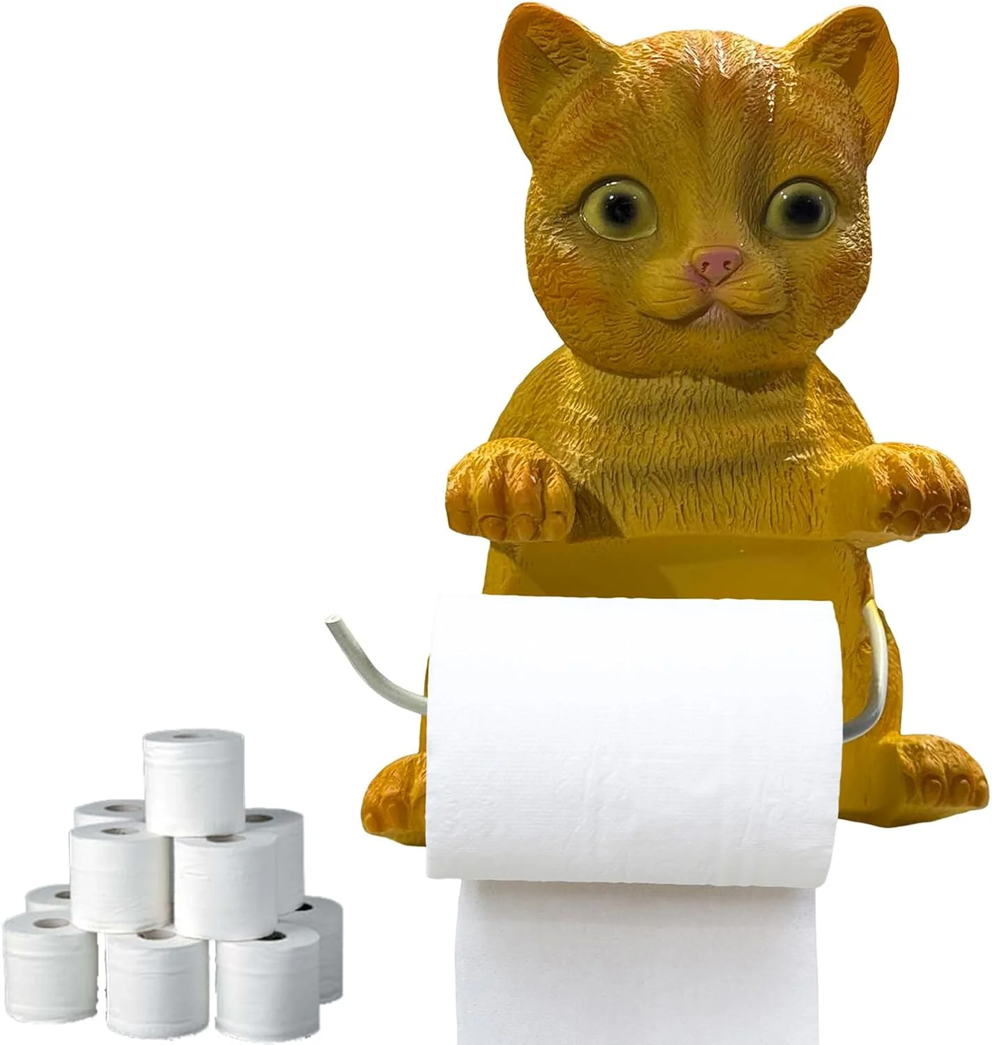 Funny Toilet Paper Holder,Cat Bathroom Tissue Holder Toilet Paper Rack - Resin Wall Mount Rack Tissue Dispenser, No Drilling Animal Statue Bathroom Accessories Room Decor for Kitchen