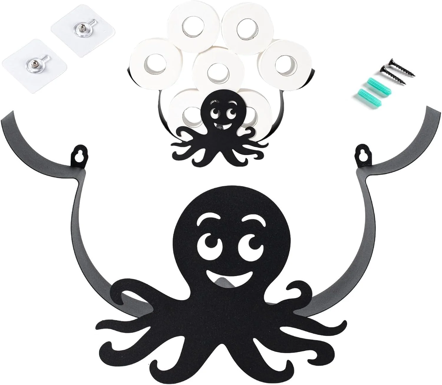 Fun Toilet Paper Holder - Octopus Design Novelty Toilet Paper Holder - Roll Tissue Organizer Decor Wall Home Restroom RV Small Space Guest Farmhouse