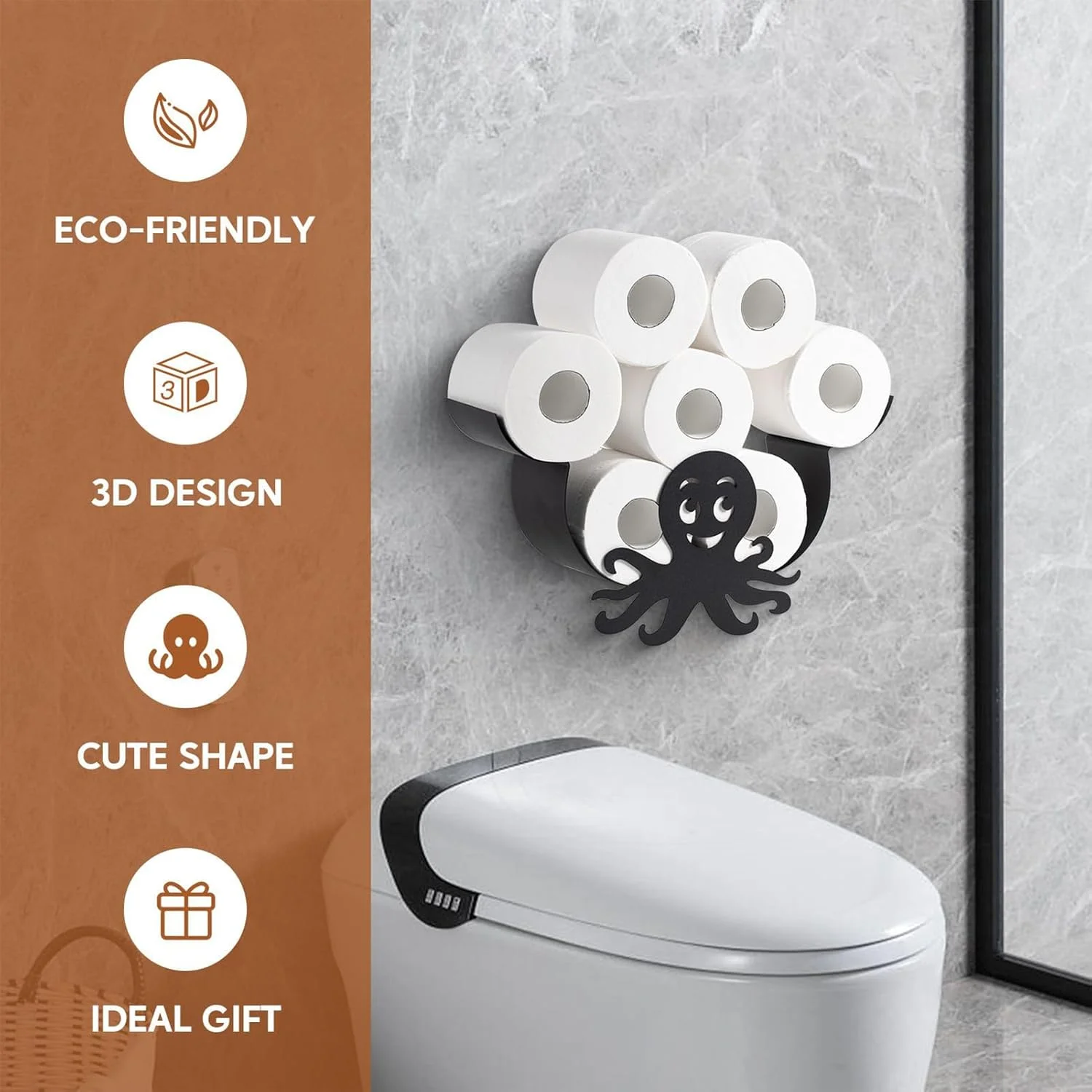 Fun Toilet Paper Holder - Octopus Design Novelty Toilet Paper Holder - Roll Tissue Organizer Decor Wall Home Restroom RV Small Space Guest Farmhouse Fun Toilet Paper Holder - Octopus Design Novelty Toilet Paper Holder - Roll Tissue Organizer Decor Wall Home Restroom RV Small Space Guest Farmhouse
